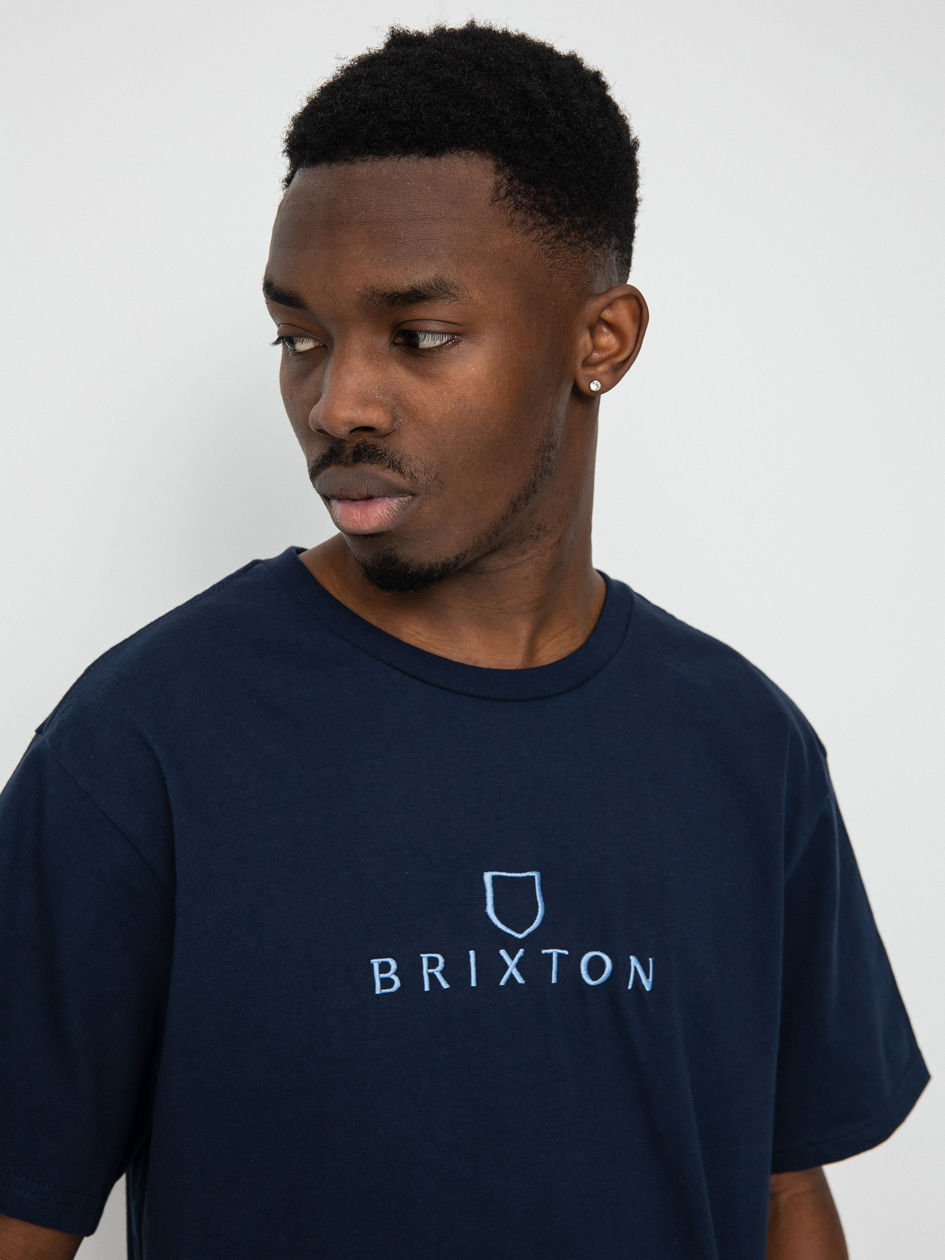 T-shirt Brixton Alpha Thread (washed navy/pacific blue)