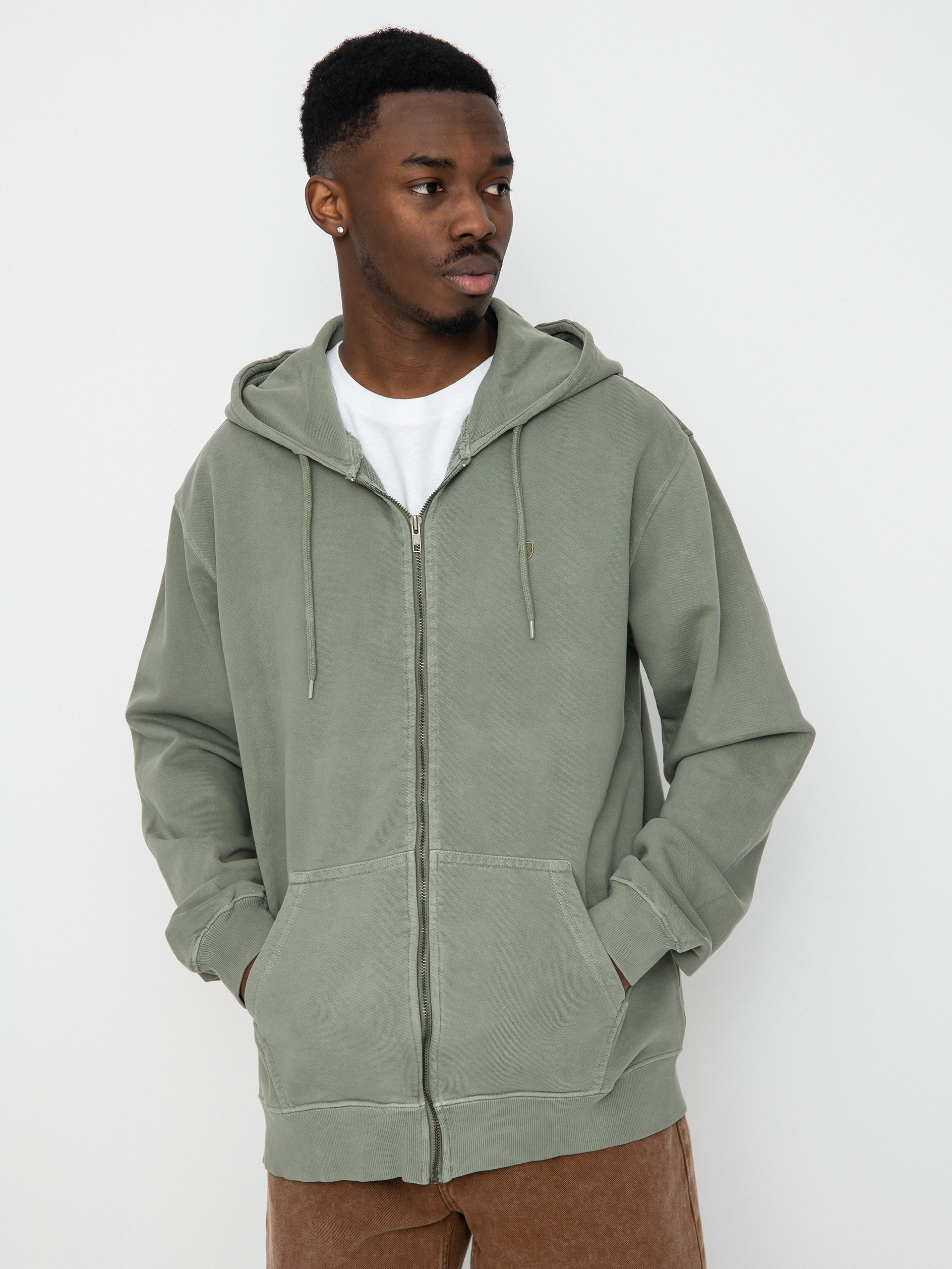 Bluza z kapturem Brixton Vintage Reserve ZHD (olive surplus vintage wash)