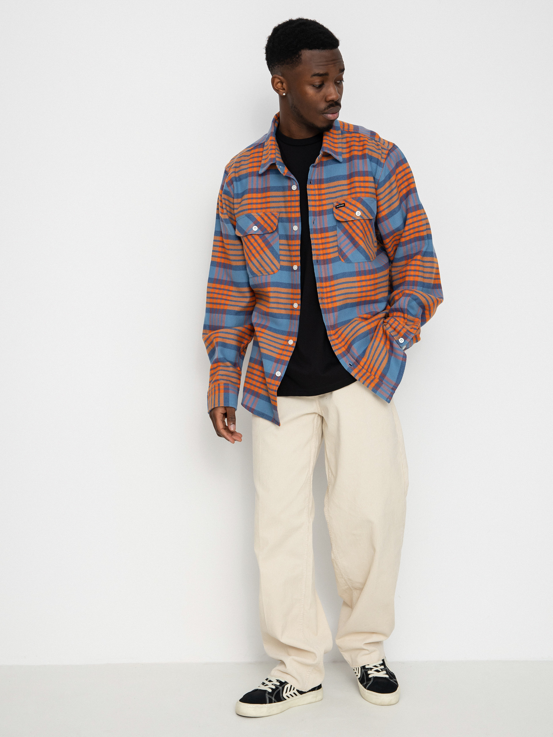 Koszula Brixton Bowery Flannel Ls (blue heaven/paradise orange/pa)