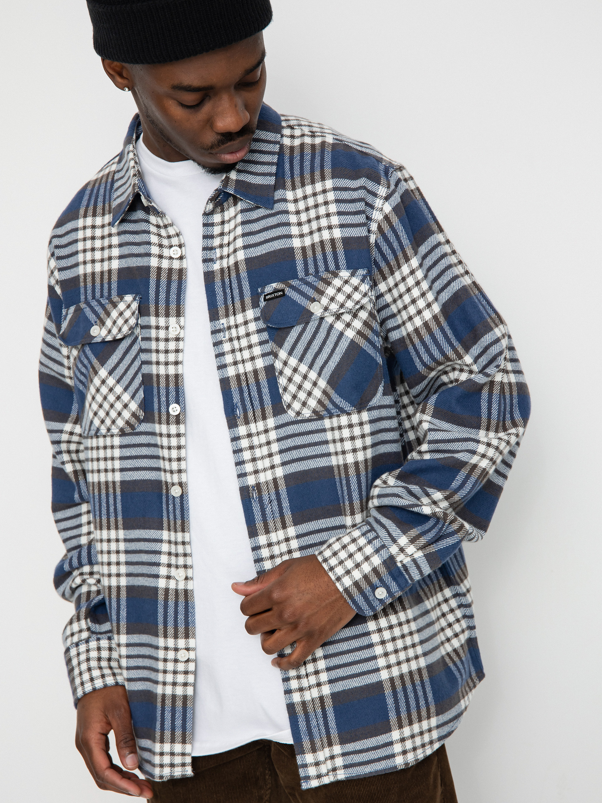 Koszula Brixton Bowery Flannel Ls (pacific blue/whitecap/black)