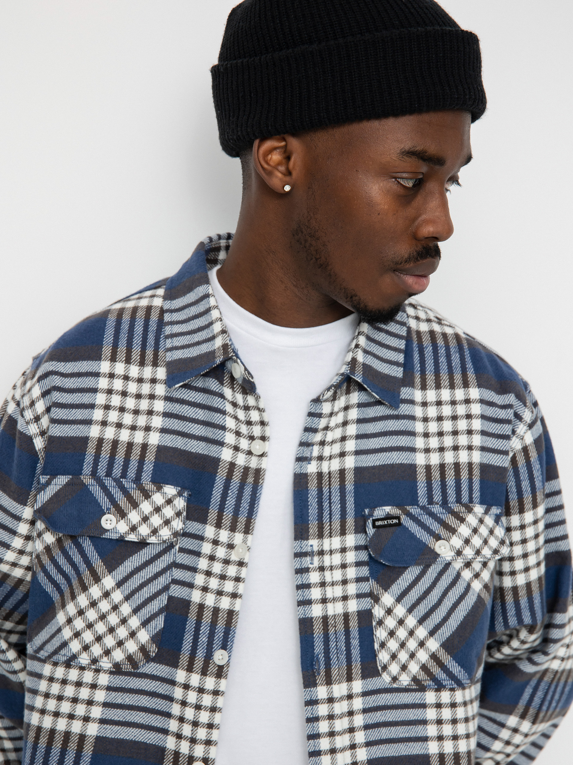 Koszula Brixton Bowery Flannel Ls (pacific blue/whitecap/black)
