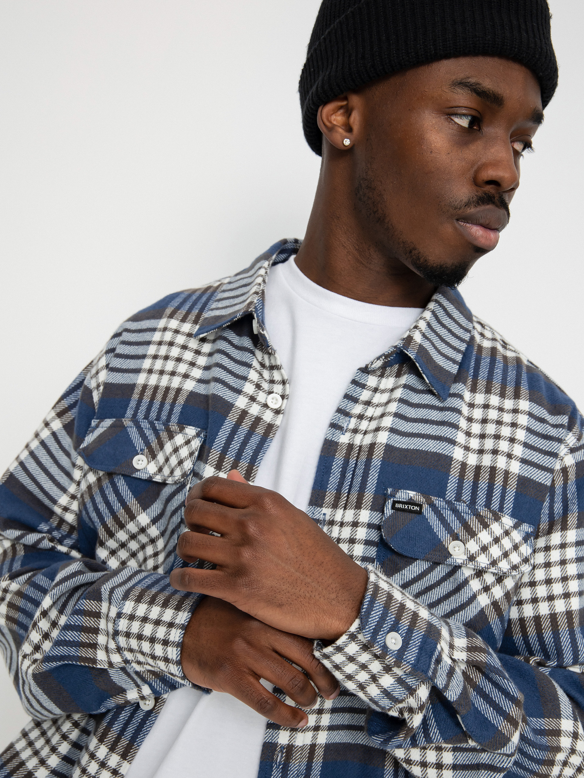 Koszula Brixton Bowery Flannel Ls (pacific blue/whitecap/black)