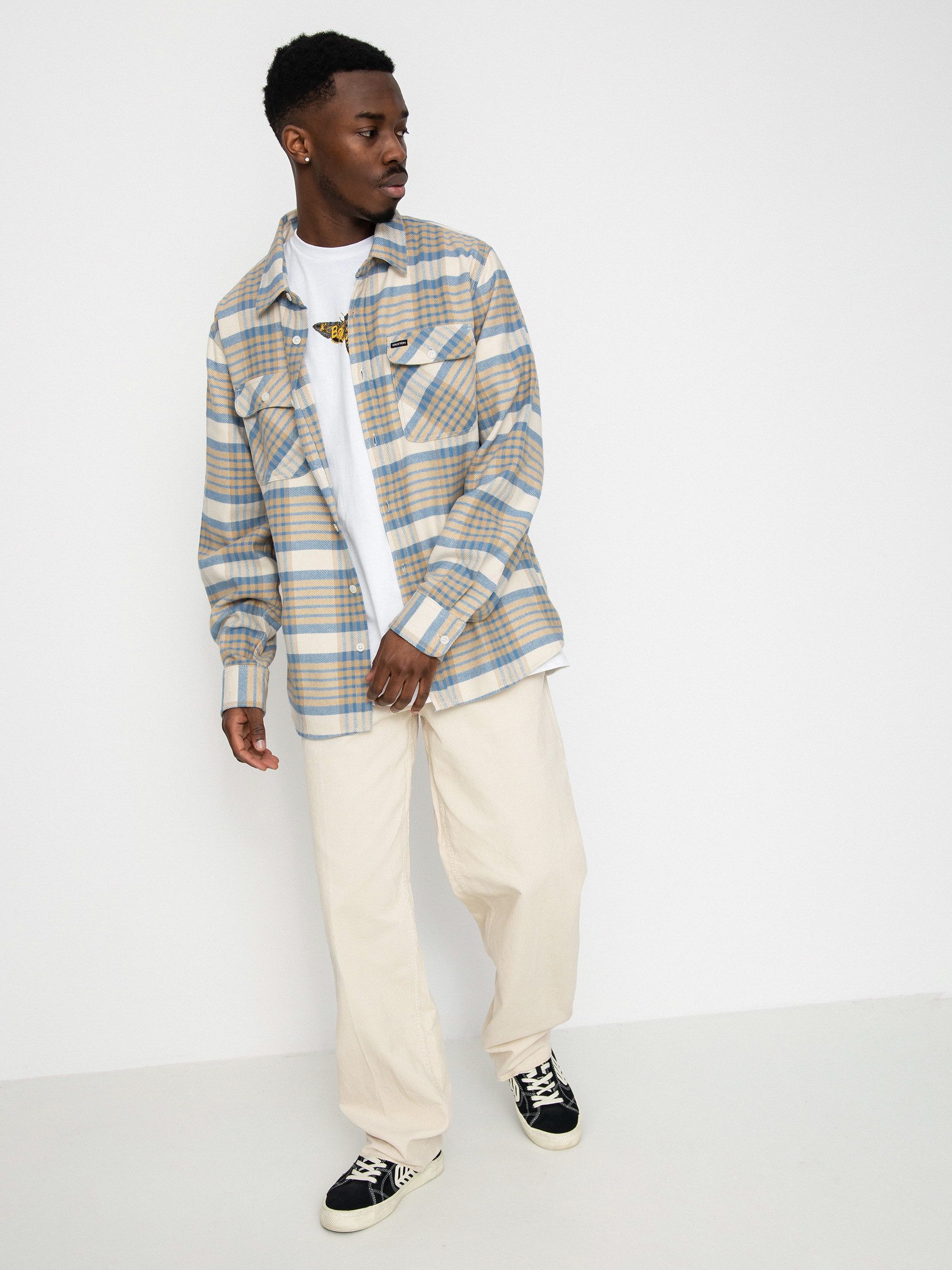 Koszula Brixton Bowery Flannel Ls (whitecap/sand/blue heaven)
