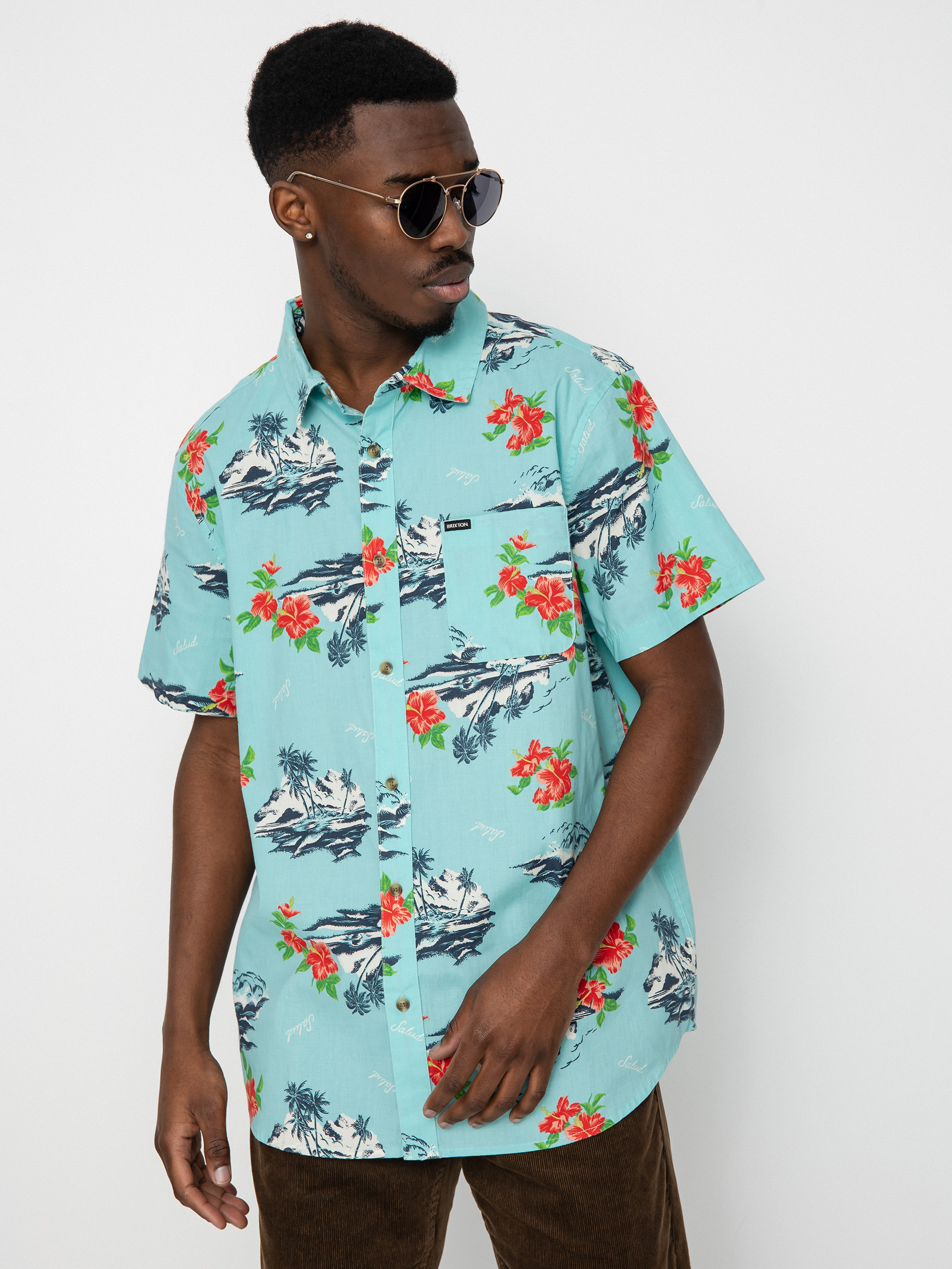 Koszula Brixton Charter Print (canal blue/paradise)
