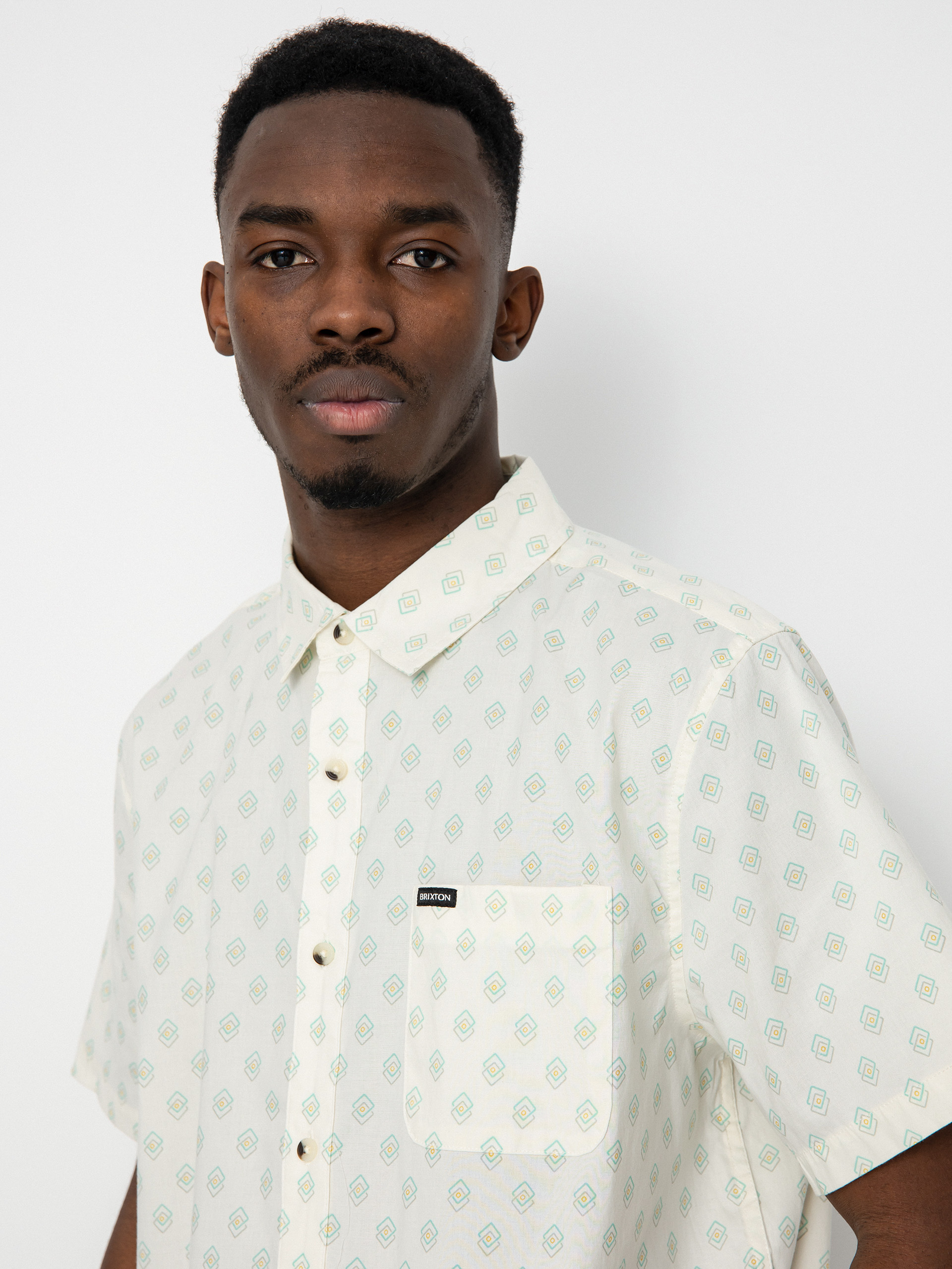 Koszula Brixton Charter Print (off white/jade geo)