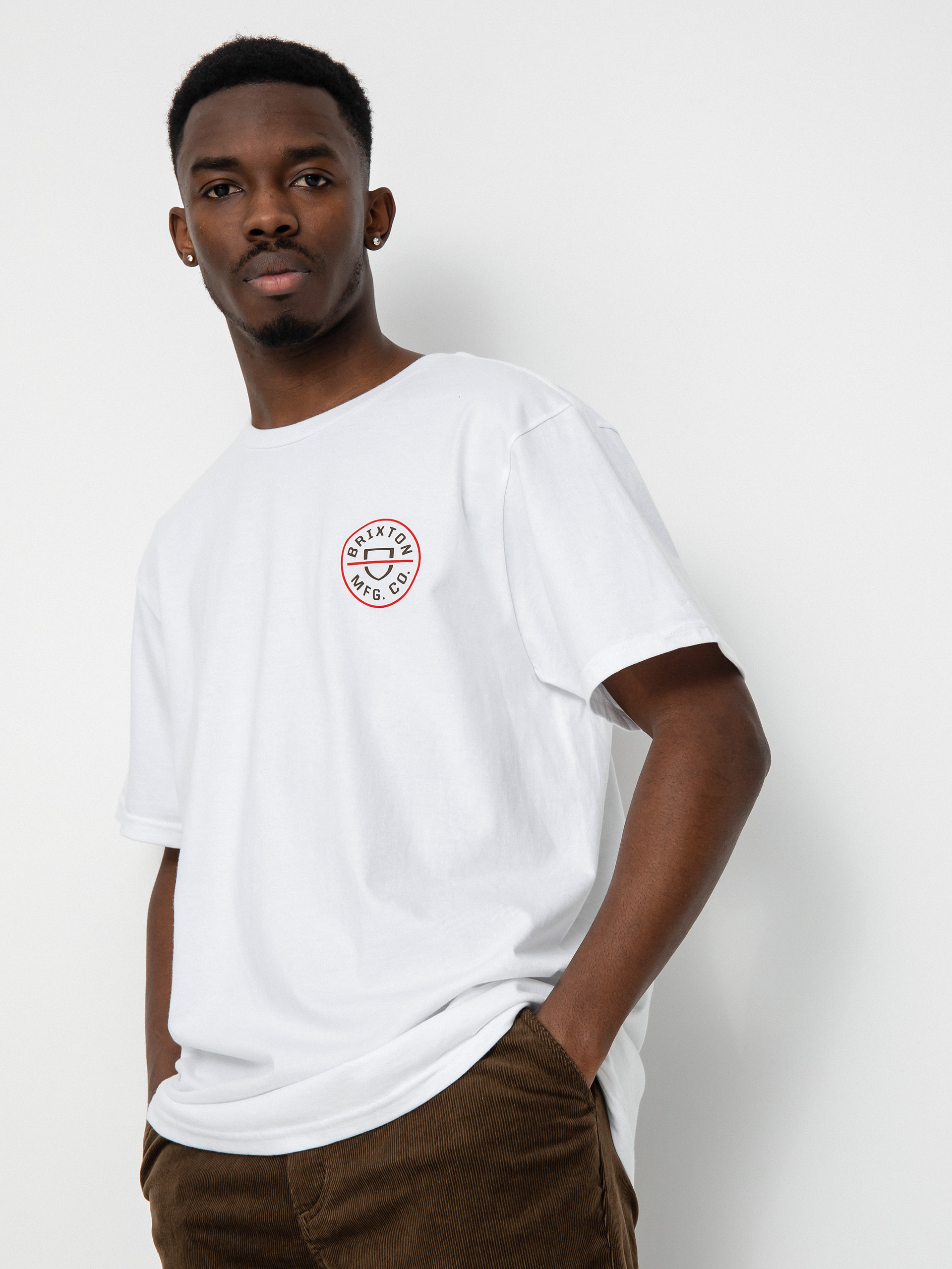 T-shirt Brixton Crest II (white/aloha red/dark earth)