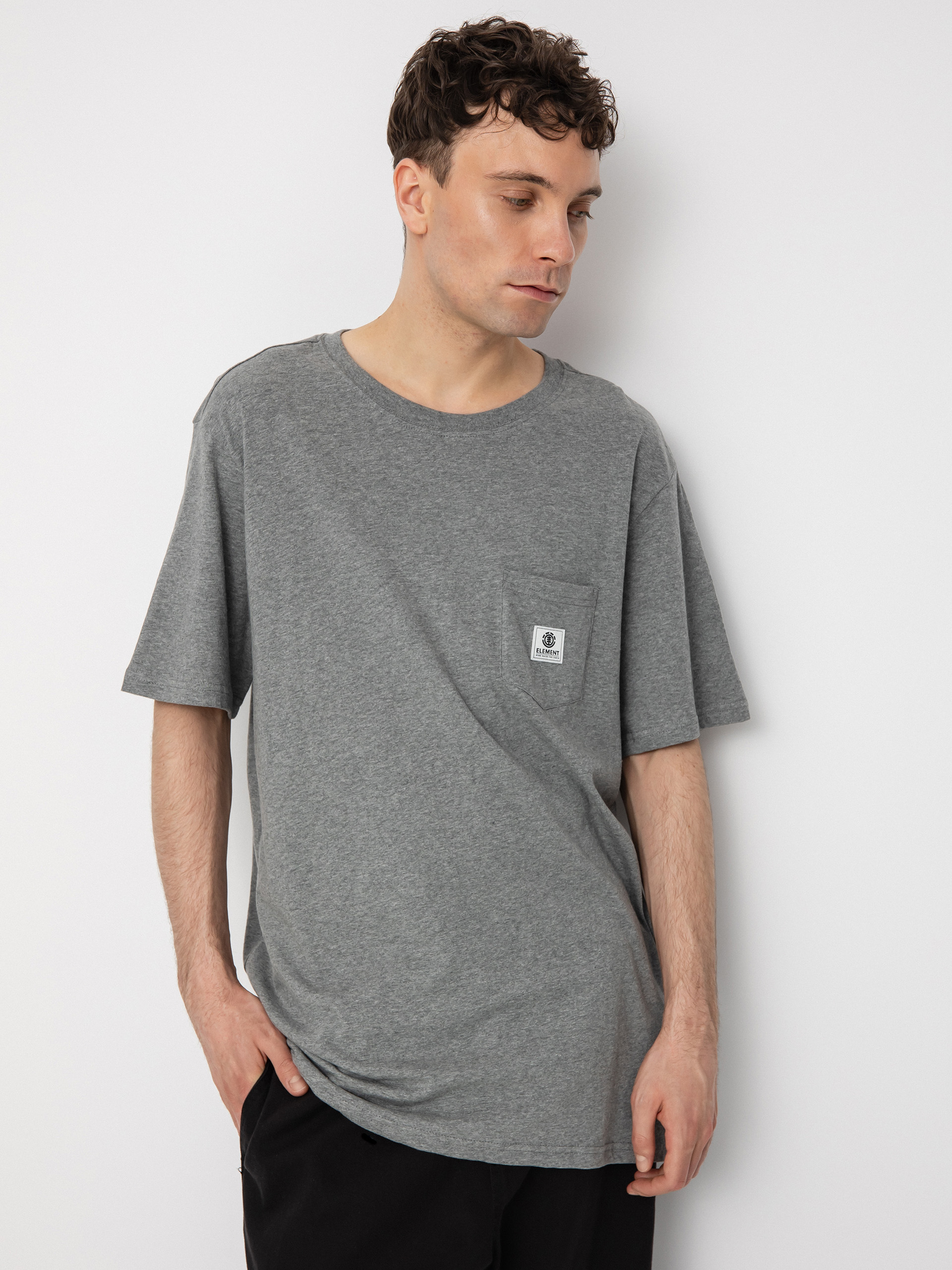T-shirt Element Basic Pocket Label - szary (grey heather)
