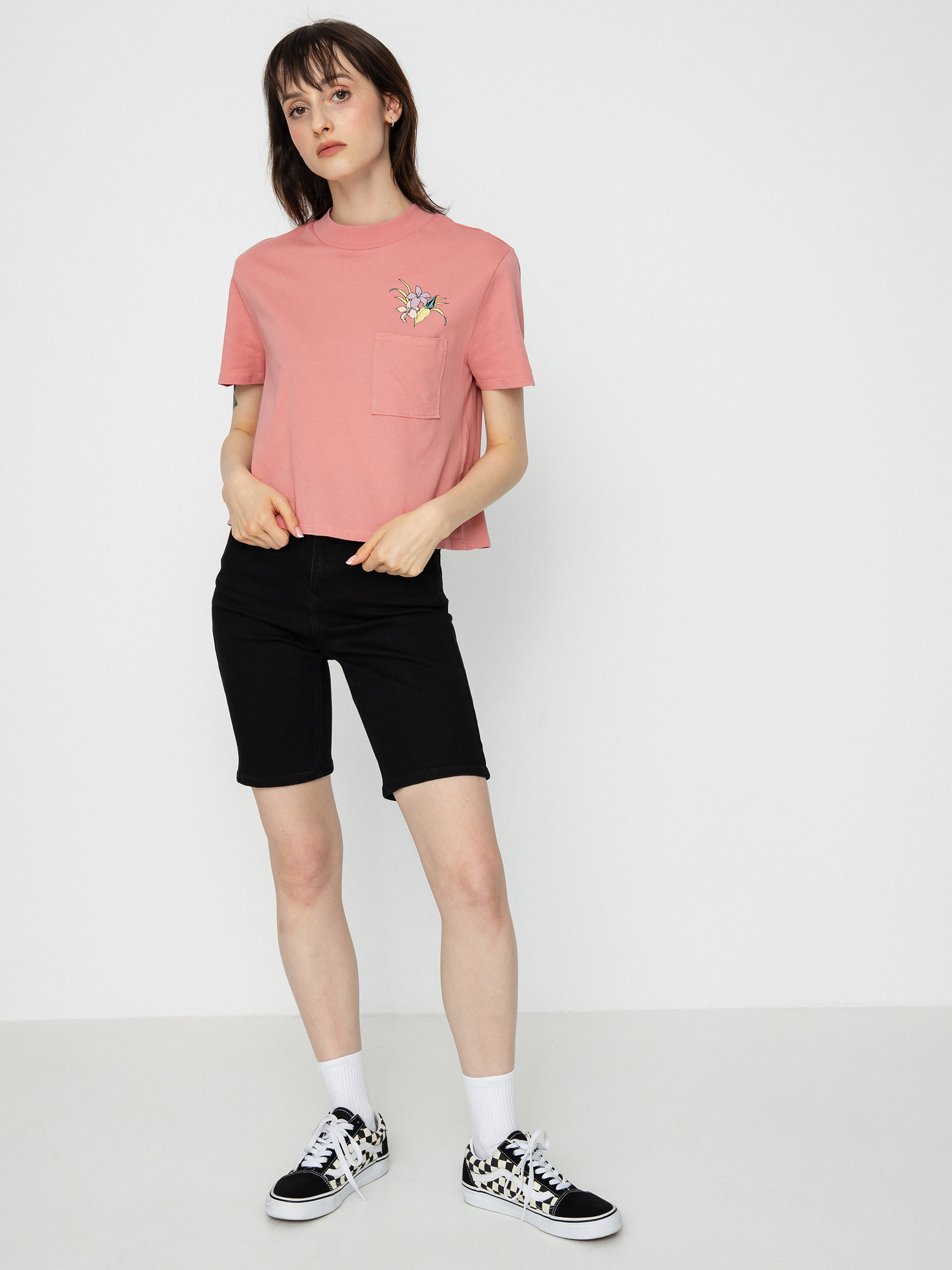 Volcom Pocket Dial Tee, Maglietta Donna In Cotone Biologico, Girocollo Con Tasca, Traspirante, Taglio Moderno, Vari Colori