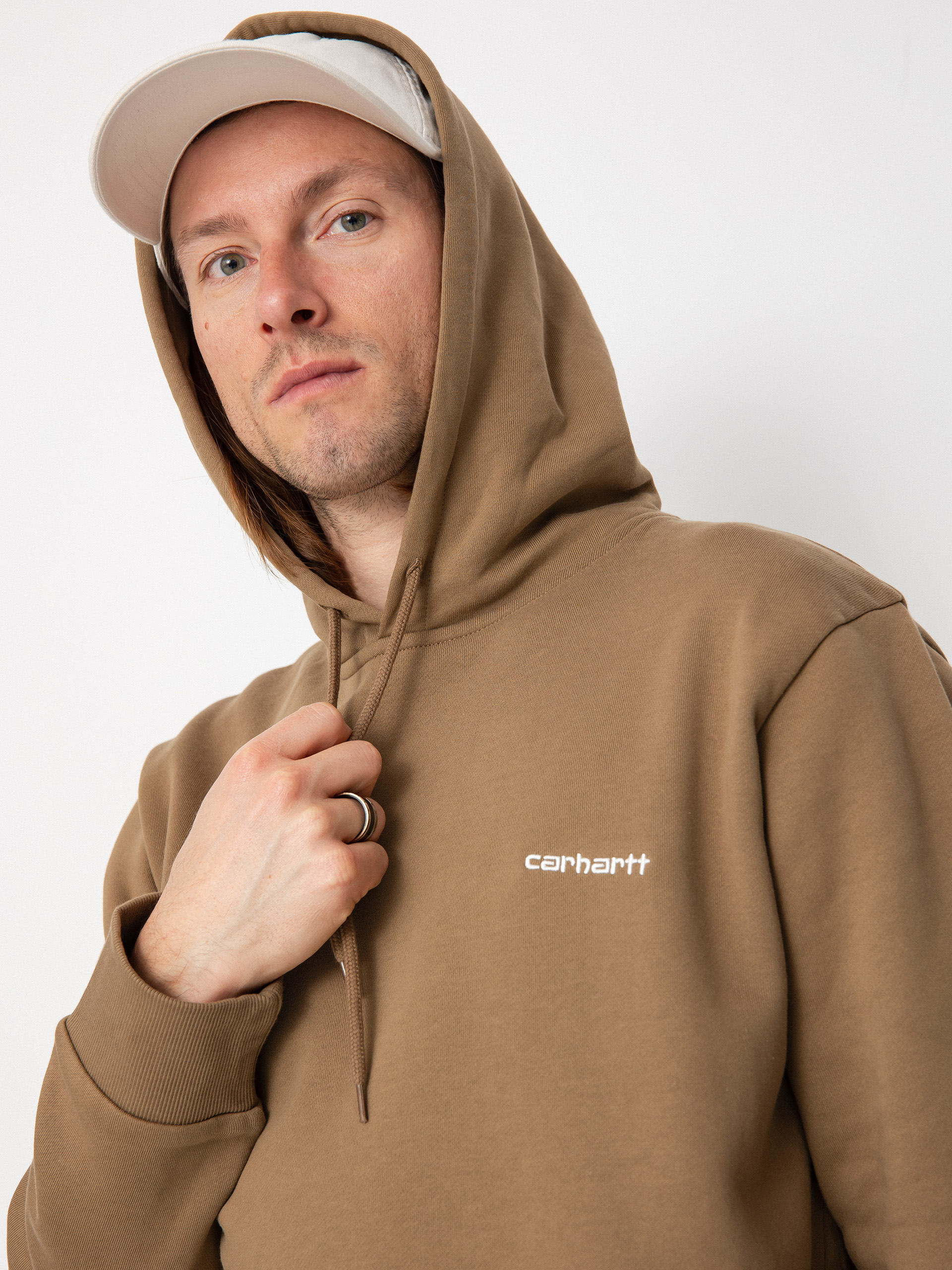 Bluza z kapturem Carhartt WIP Script Embroidery HD (buffalo/white)