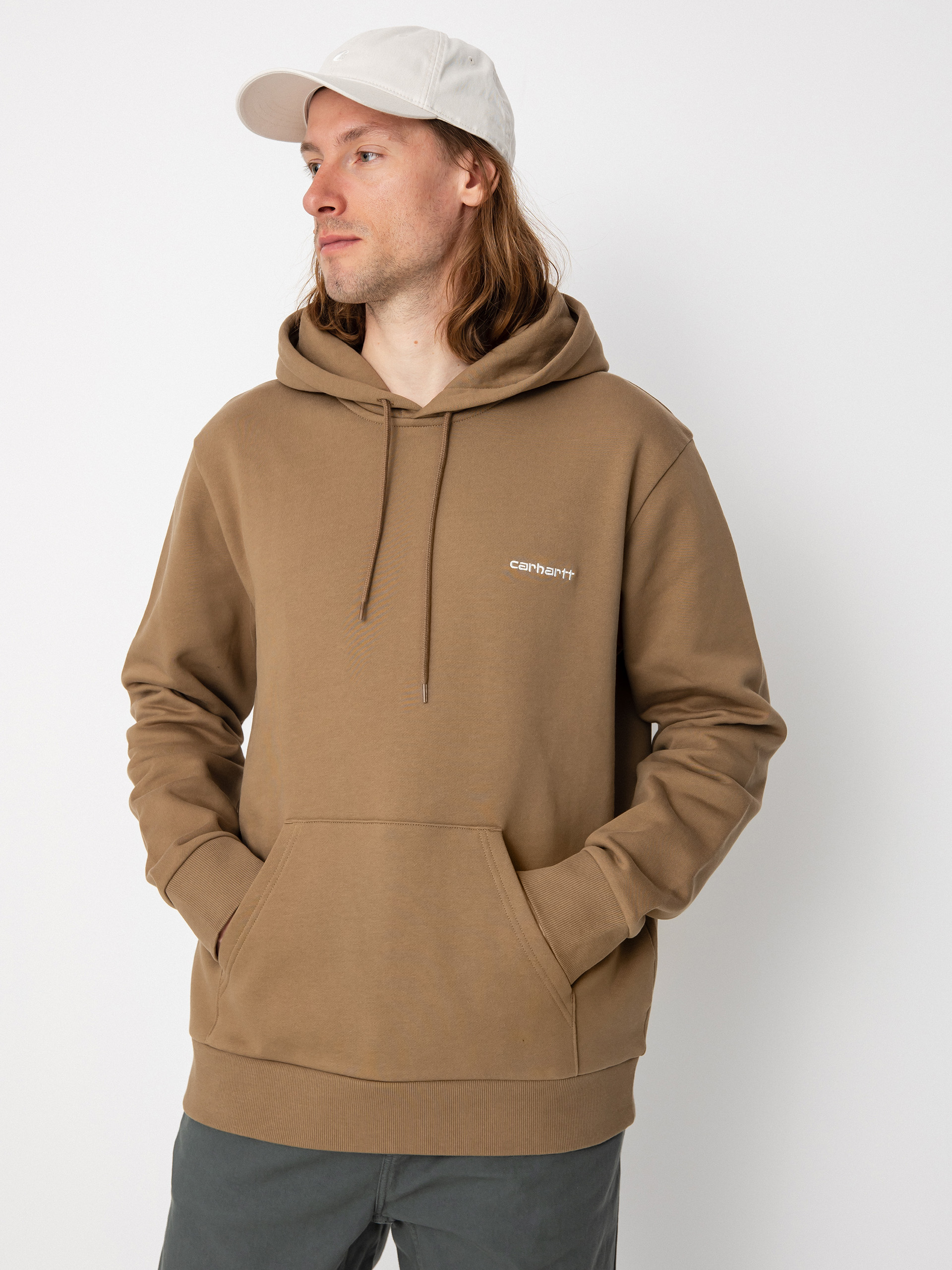 Bluza z kapturem Carhartt WIP Script Embroidery HD (buffalo/white)