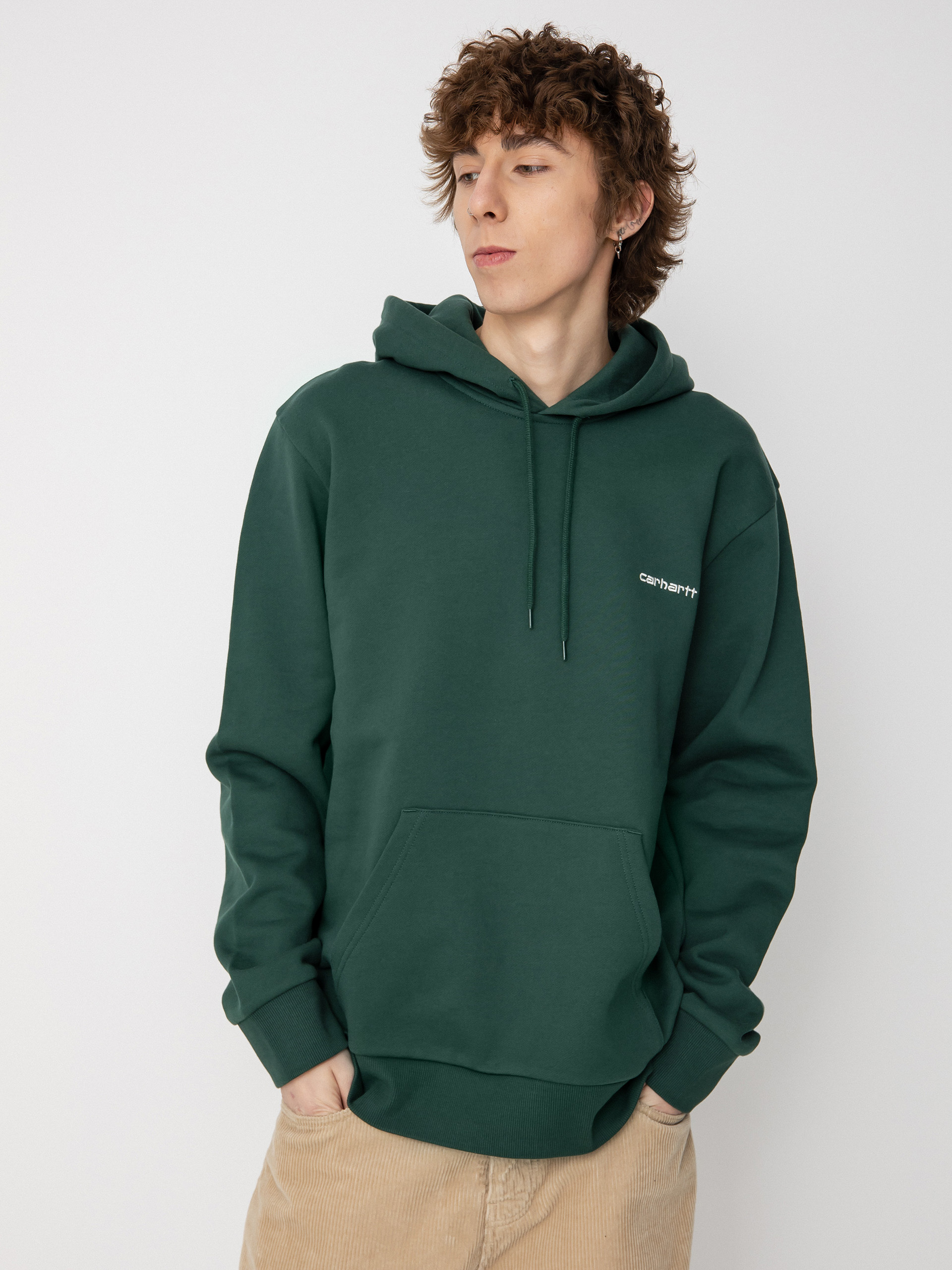 Bluza z kapturem Carhartt WIP Script Embroidery HD (treehouse/white)