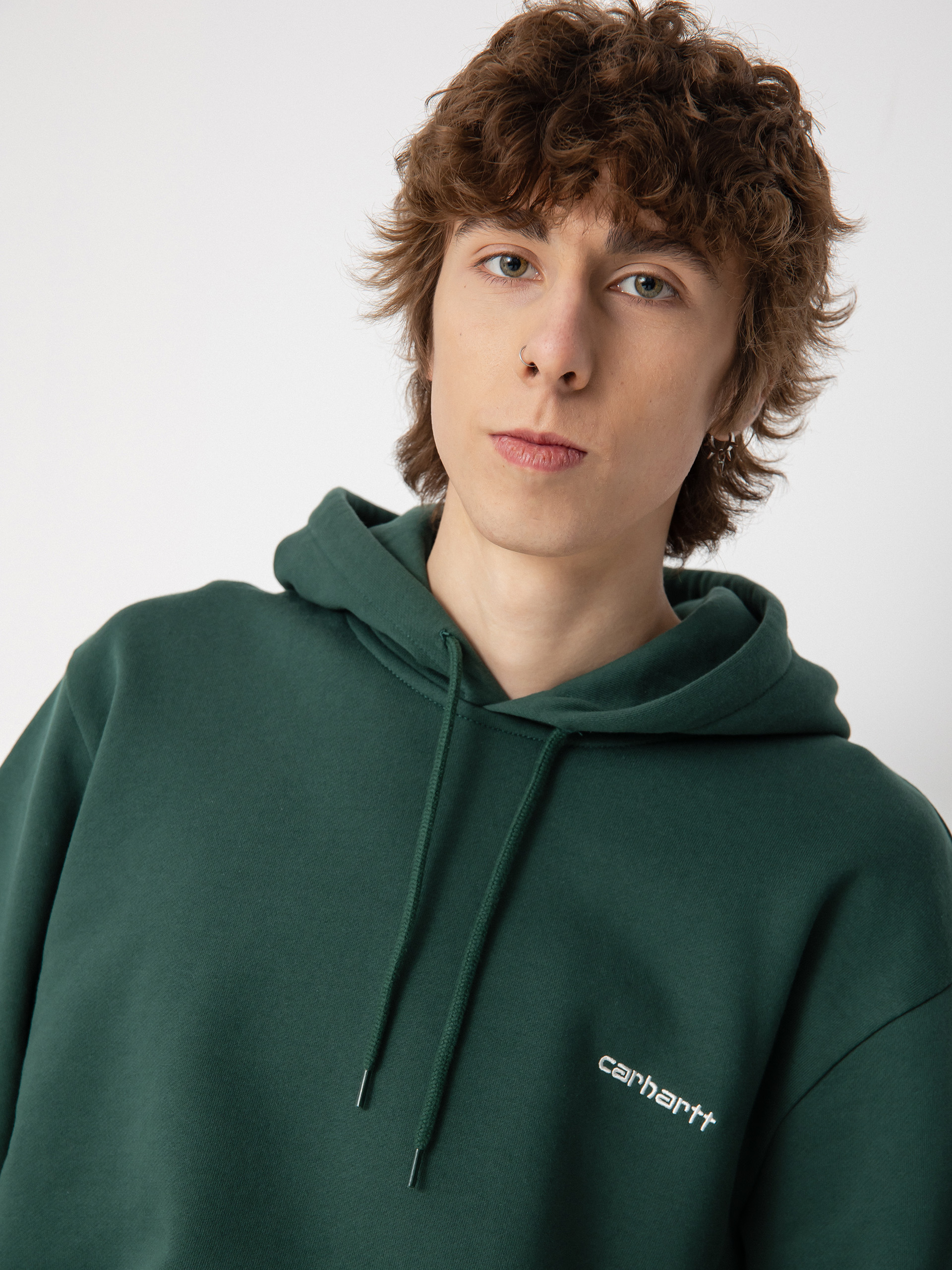 Bluza z kapturem Carhartt WIP Script Embroidery HD (treehouse/white)