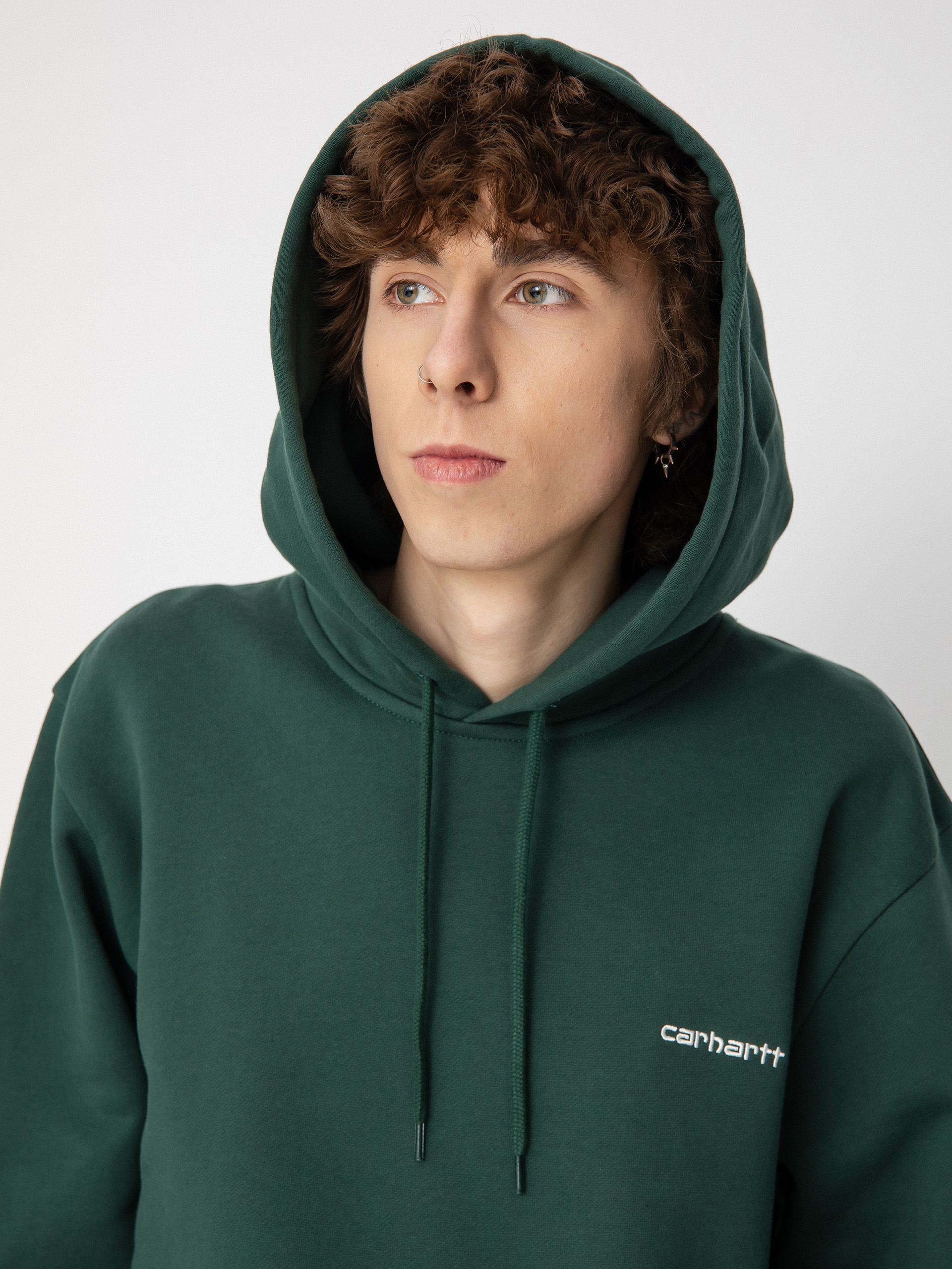 Bluza z kapturem Carhartt WIP Script Embroidery HD (treehouse/white)