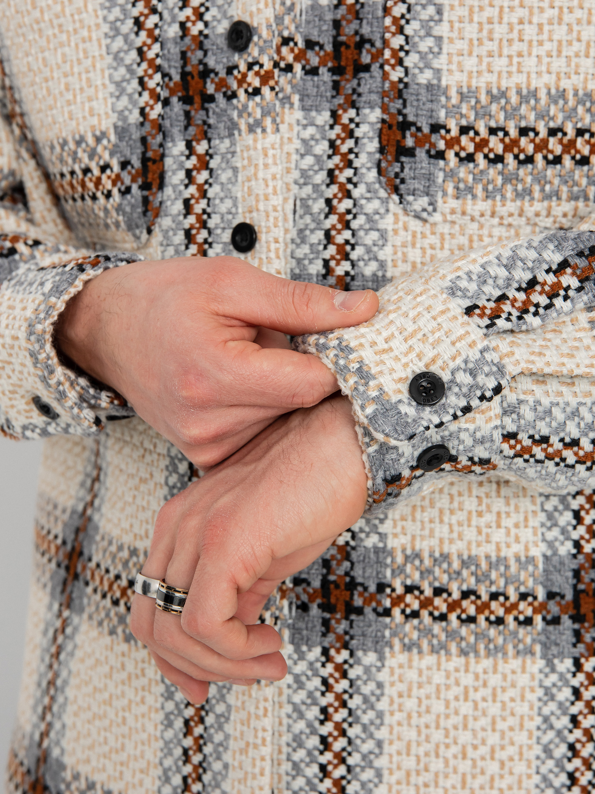 Kurtka OBEY District (irish cream multi)