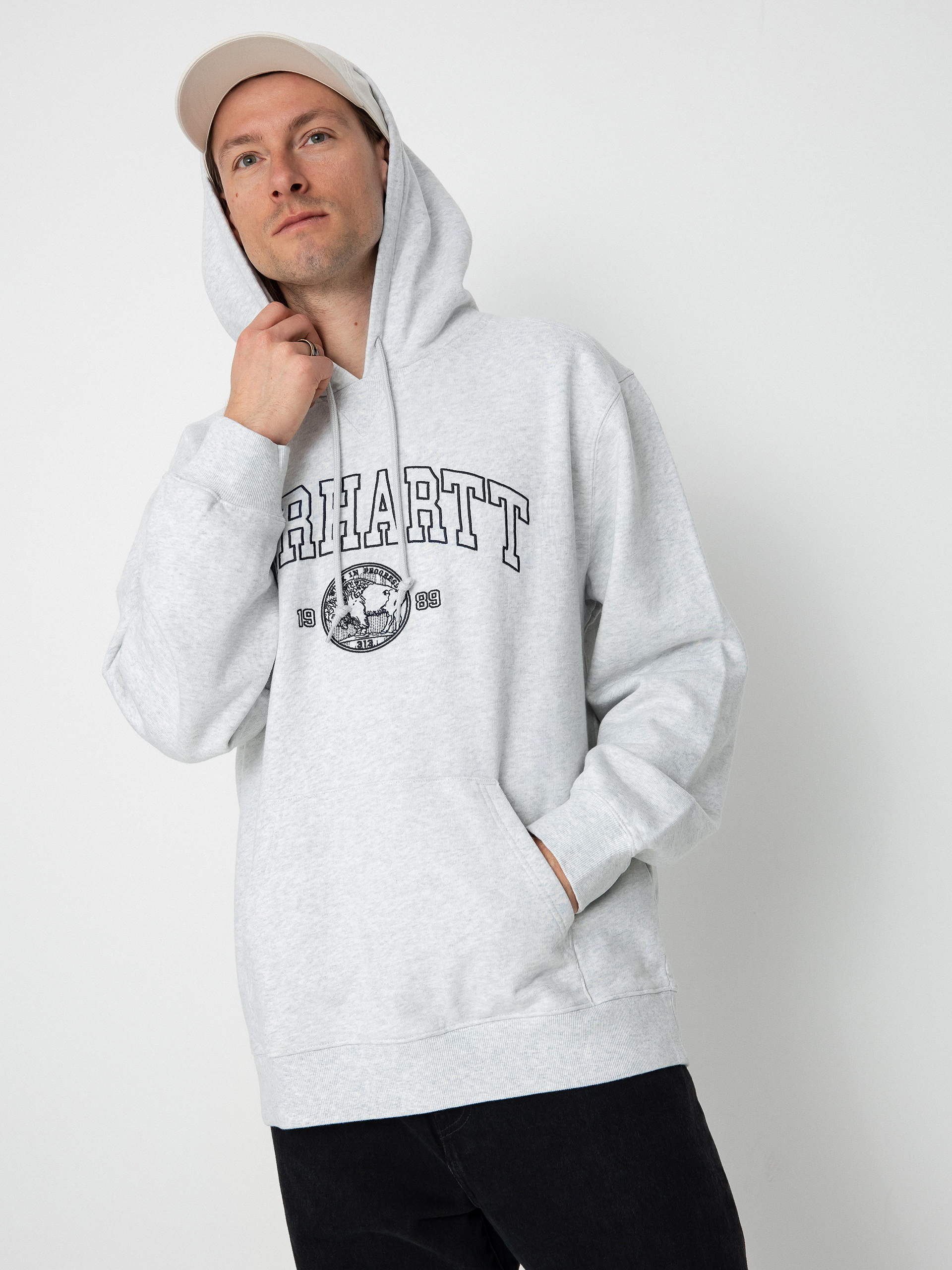 Bluza z kapturem Carhartt WIP Coin HD (ash heather/atom blue)