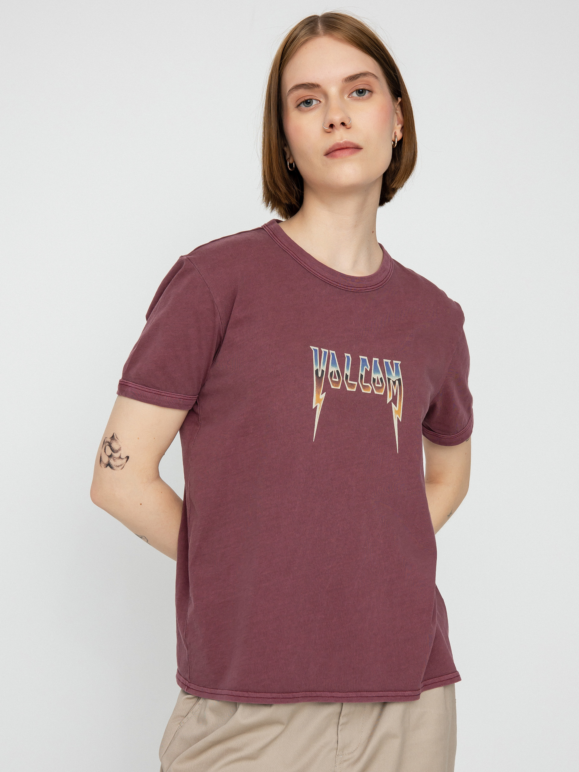 T-shirt Volcom Truly Ringer Wmn (burgundy)