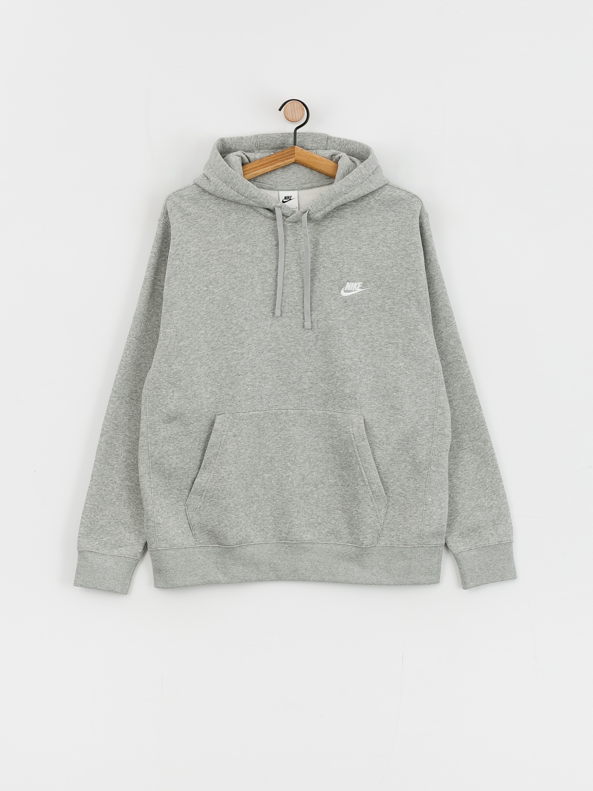 Bluza z kapturem Nike Club Hoodie Po Bb HD (dk grey heather/matte silver/white)