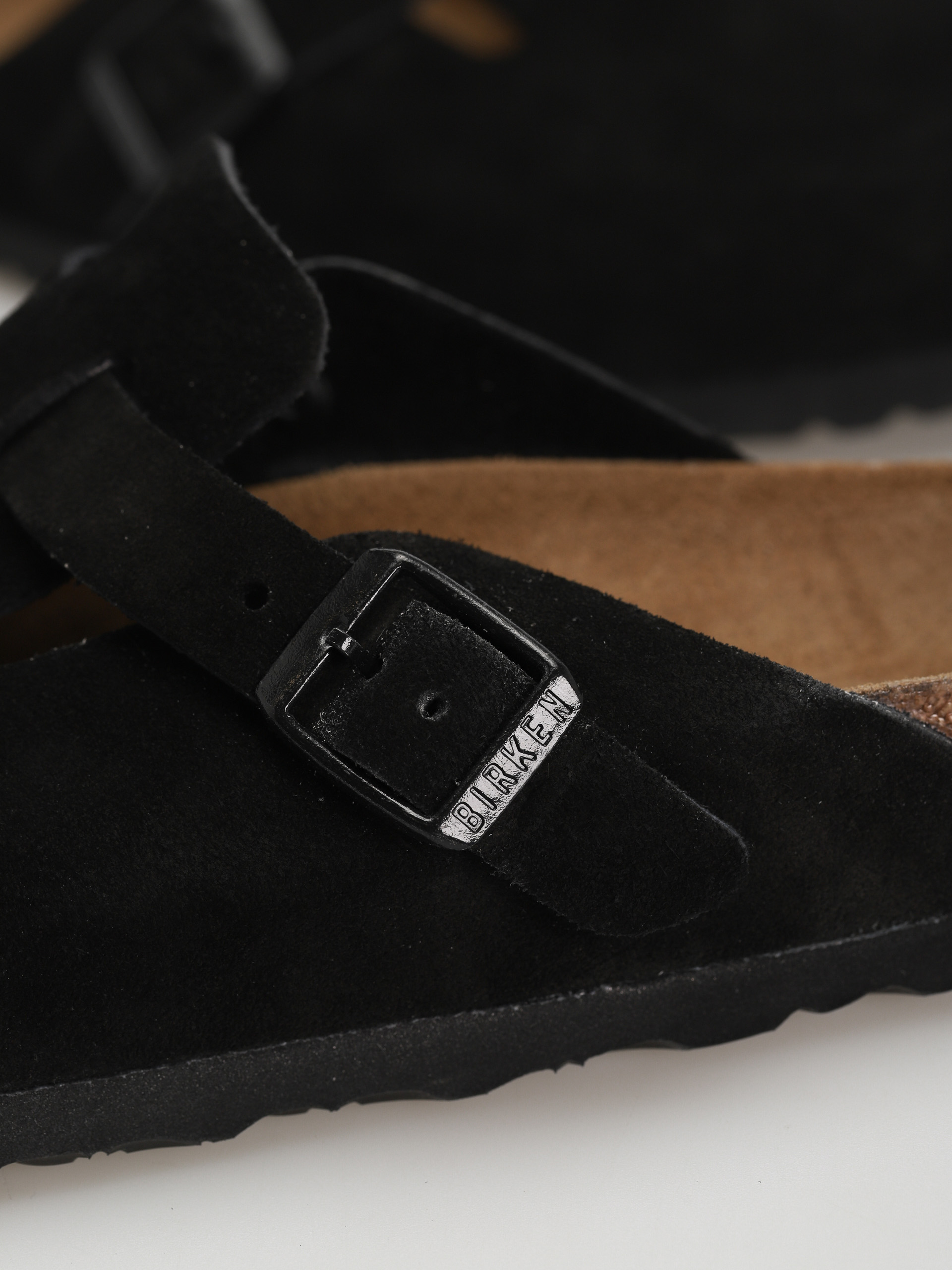 Klapki Birkenstock Boston SFB Suede Narrow Wmn (black)