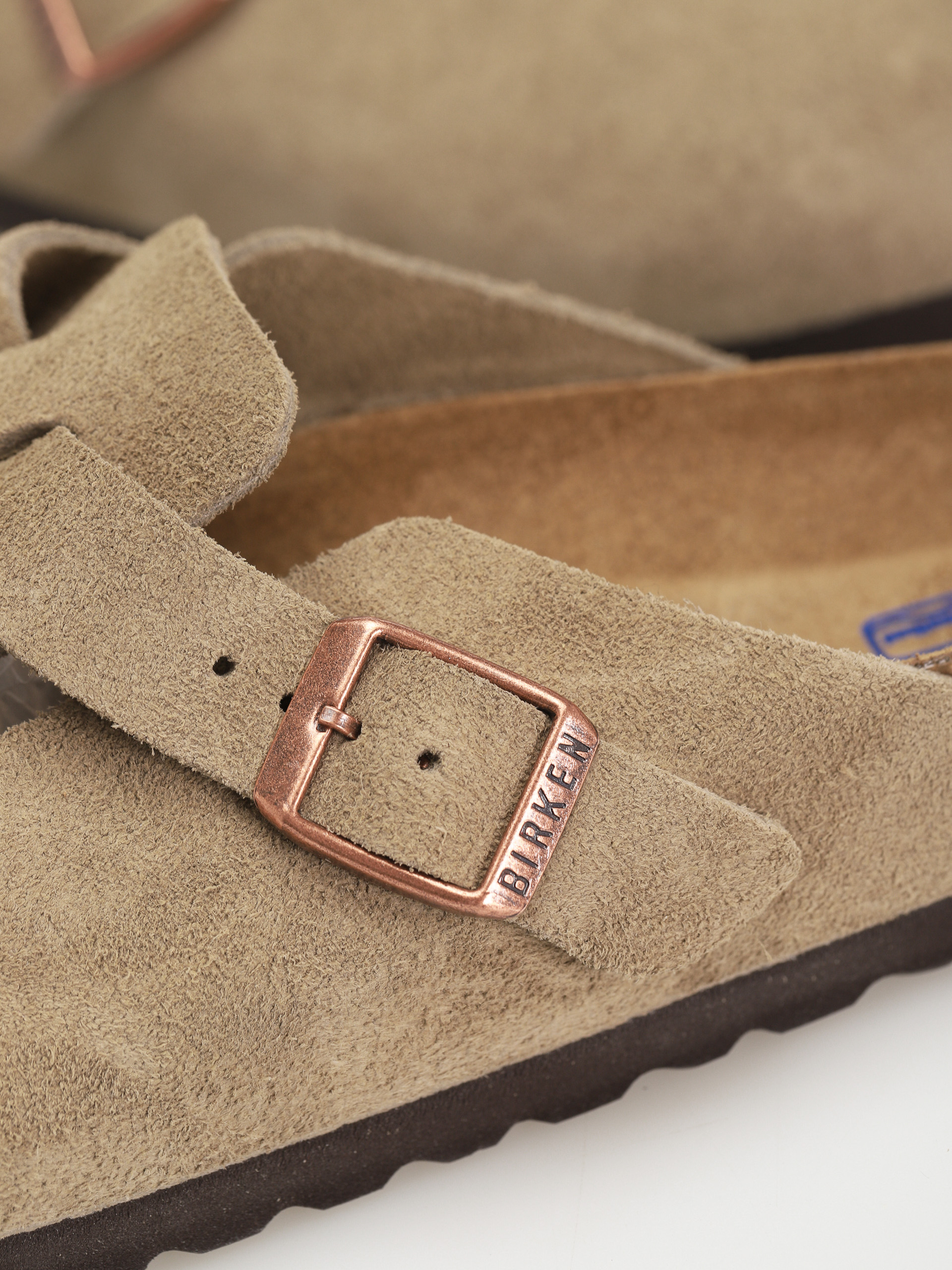 Klapki Birkenstock Boston Soft Footbed Suede Leather Narrow (taupe)