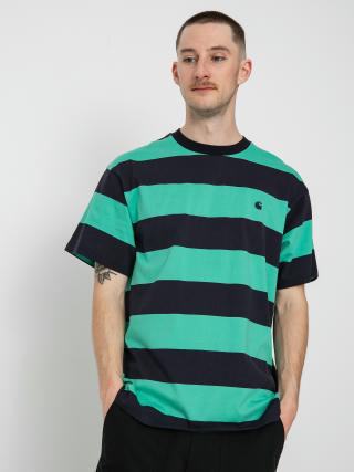 T-shirt Carhartt WIP Dampier (dampier stripe dark navy/aqua green)