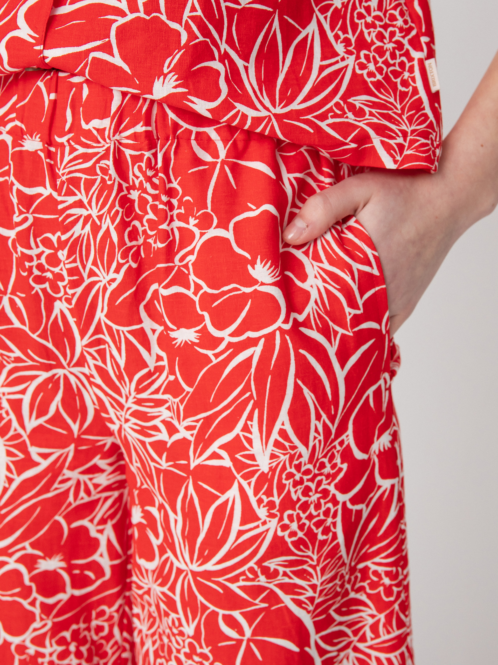 Spodnie Brixton Indo Linen Wide Leg Wmn (aloha red)