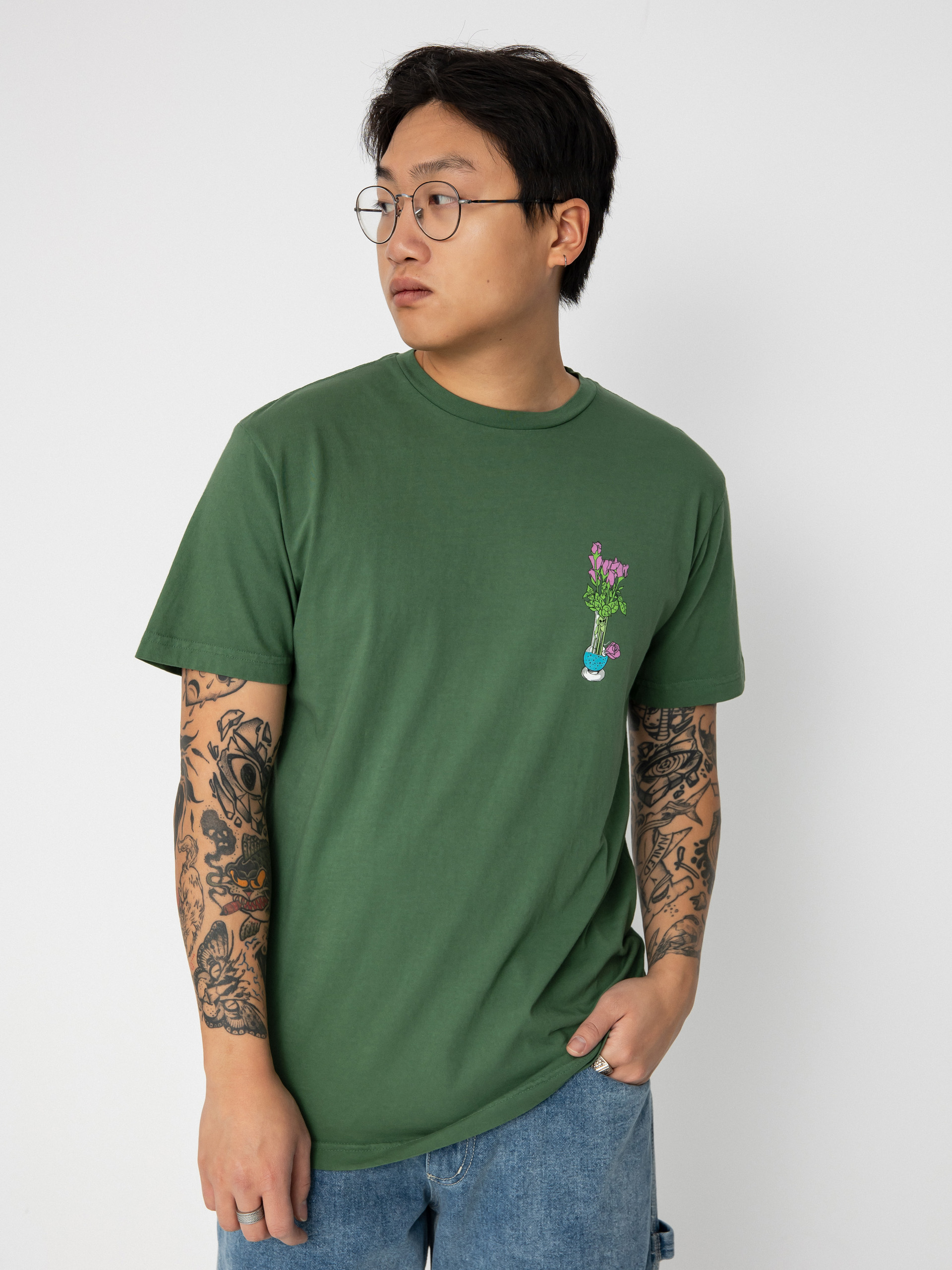 T-shirt RipNDip Flower Vase (olive)