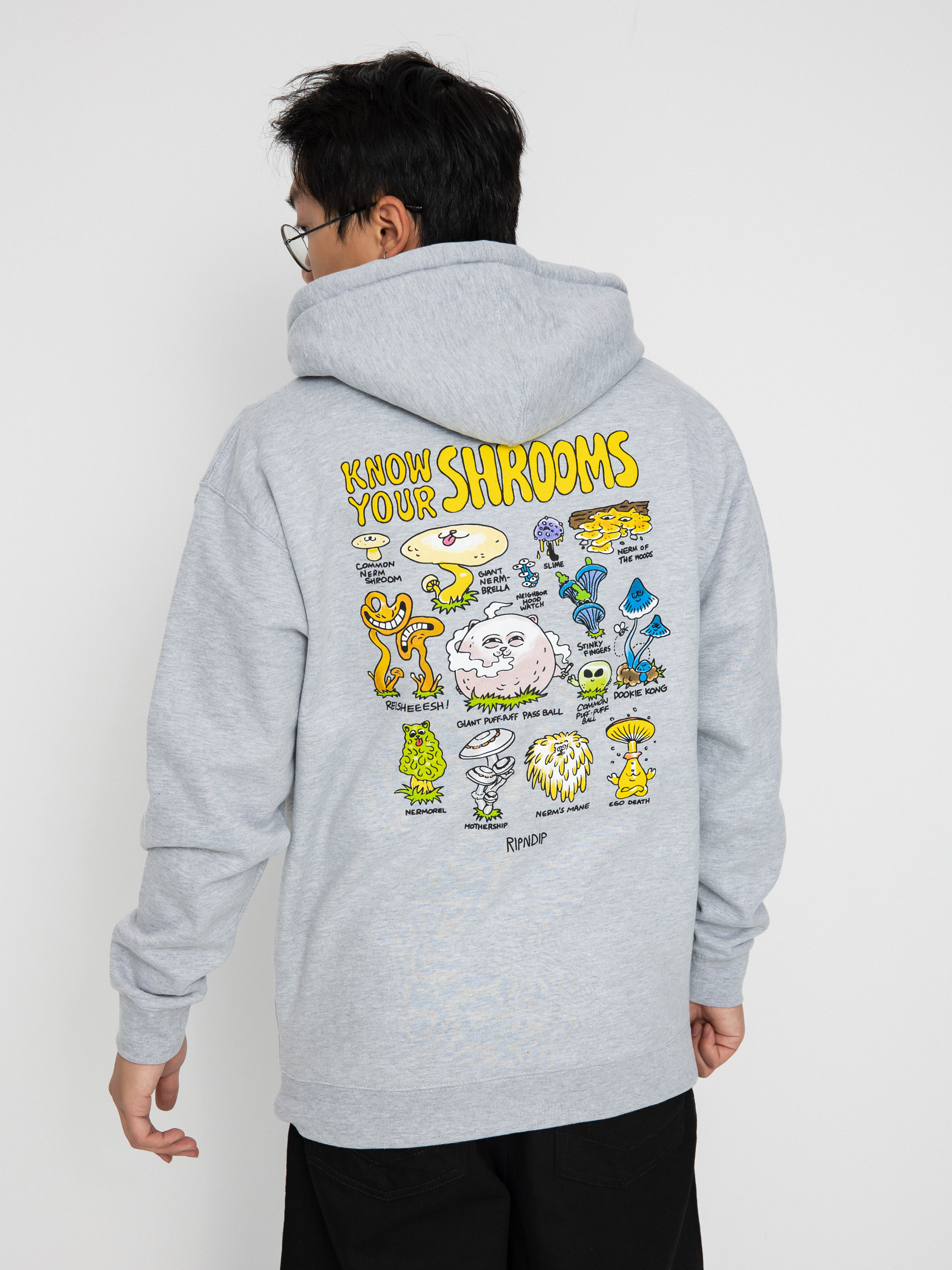 Bluza z kapturem RipNDip Know Ur Shrooms HD (ash heather)