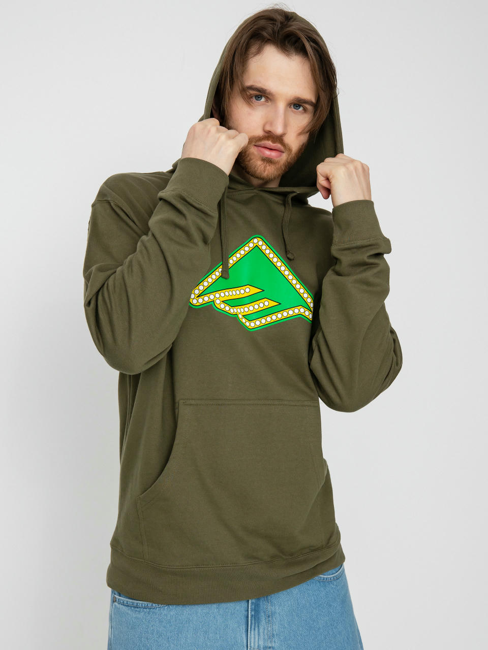 Bluza z kapturem Emerica Shake Junt Triangle Lights HD (military)