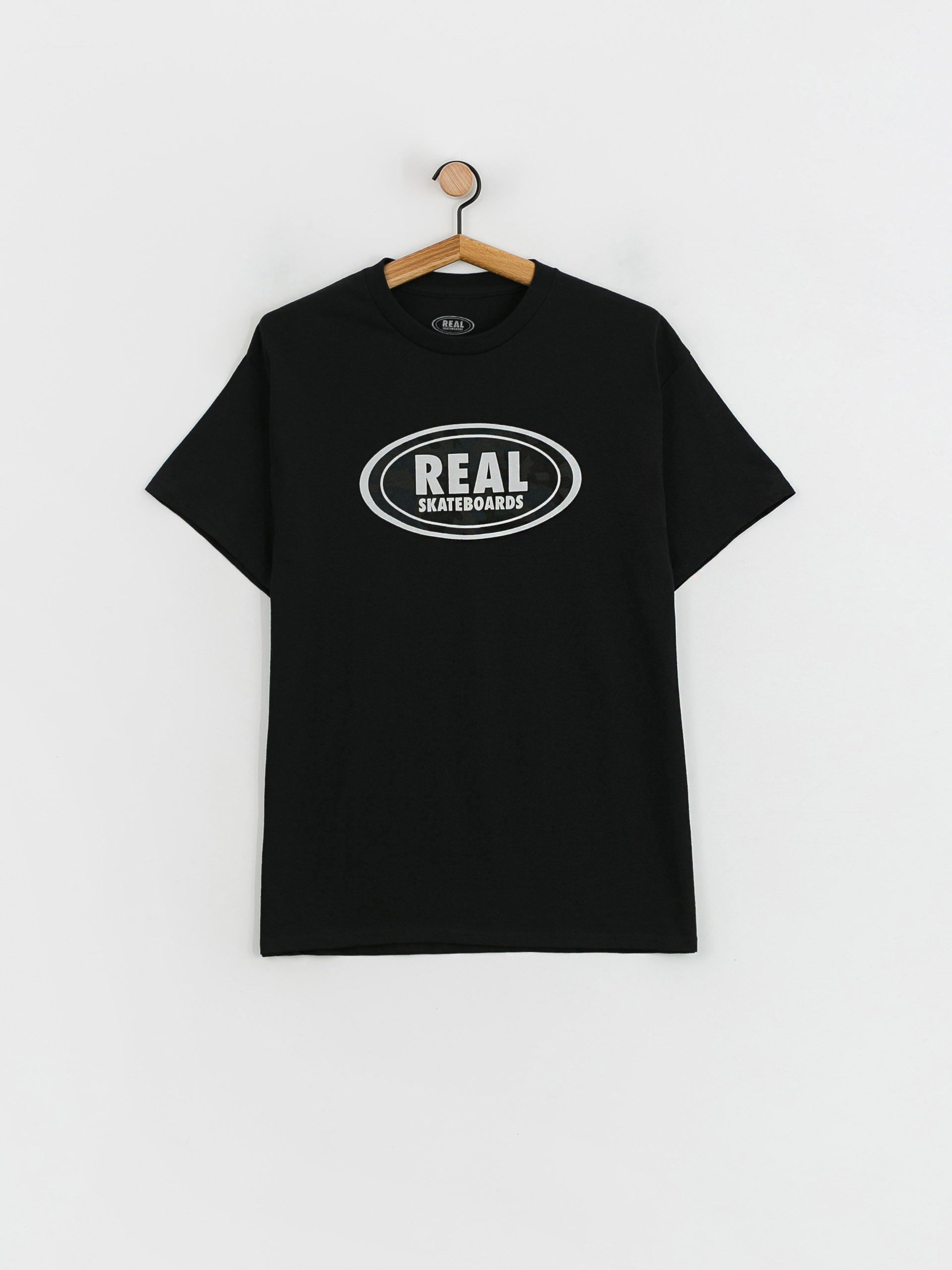 T-shirt Real Oval (black w/grey & black print)