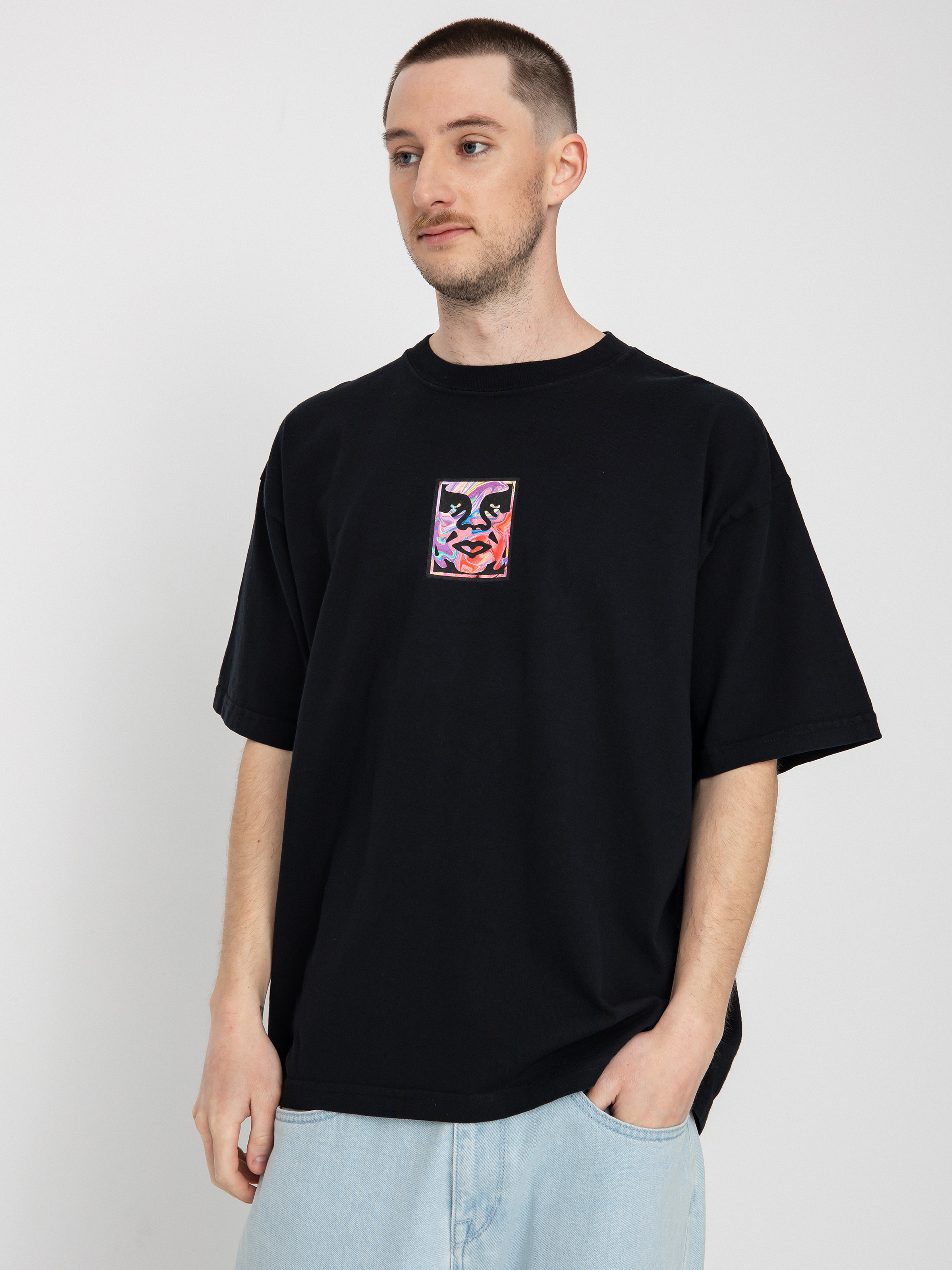 T-shirt OBEY Rainbow Icon (off black)