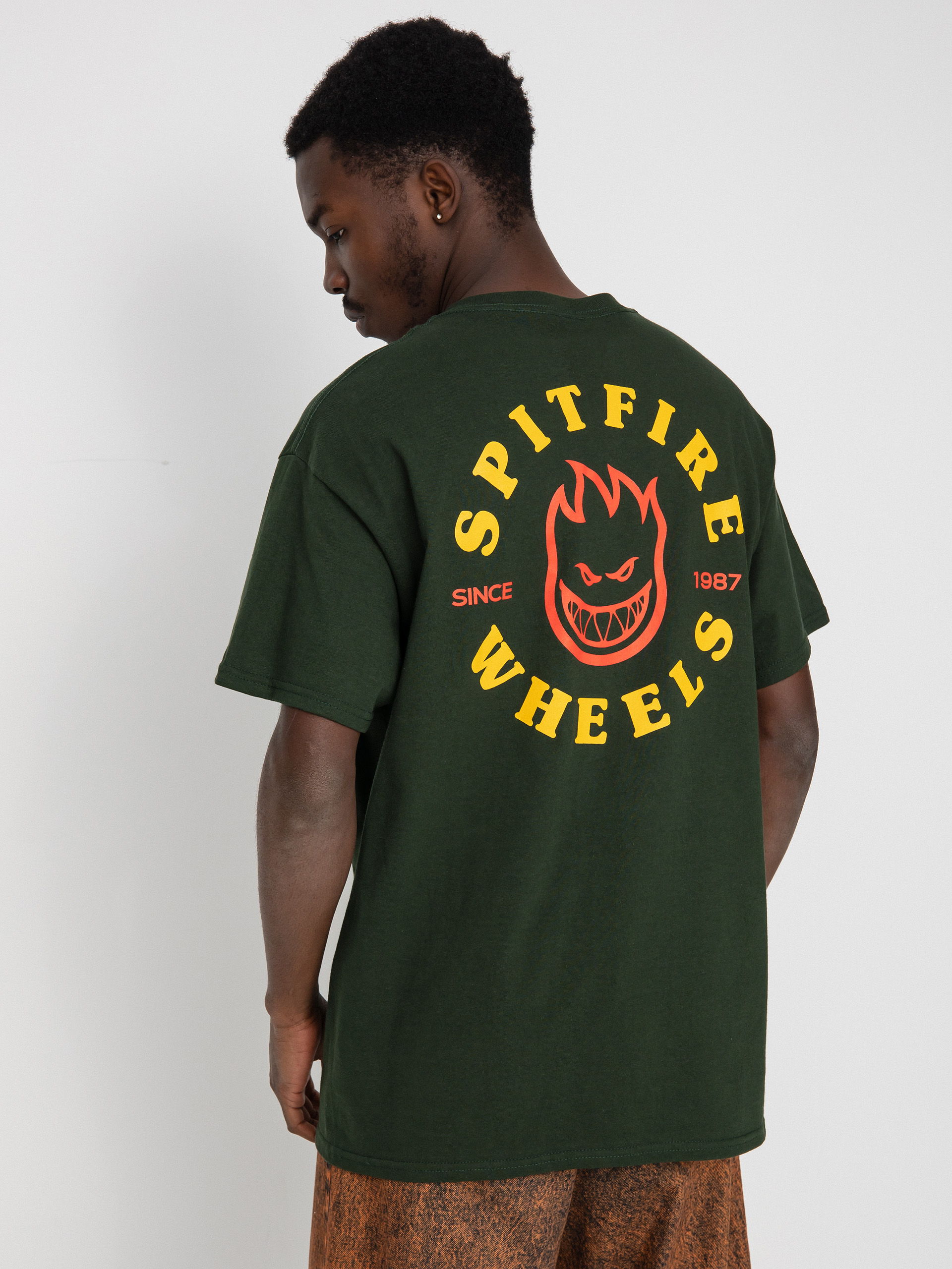 T-shirt Spitfire Bighead Classic (forrest green w/gold & red prints)