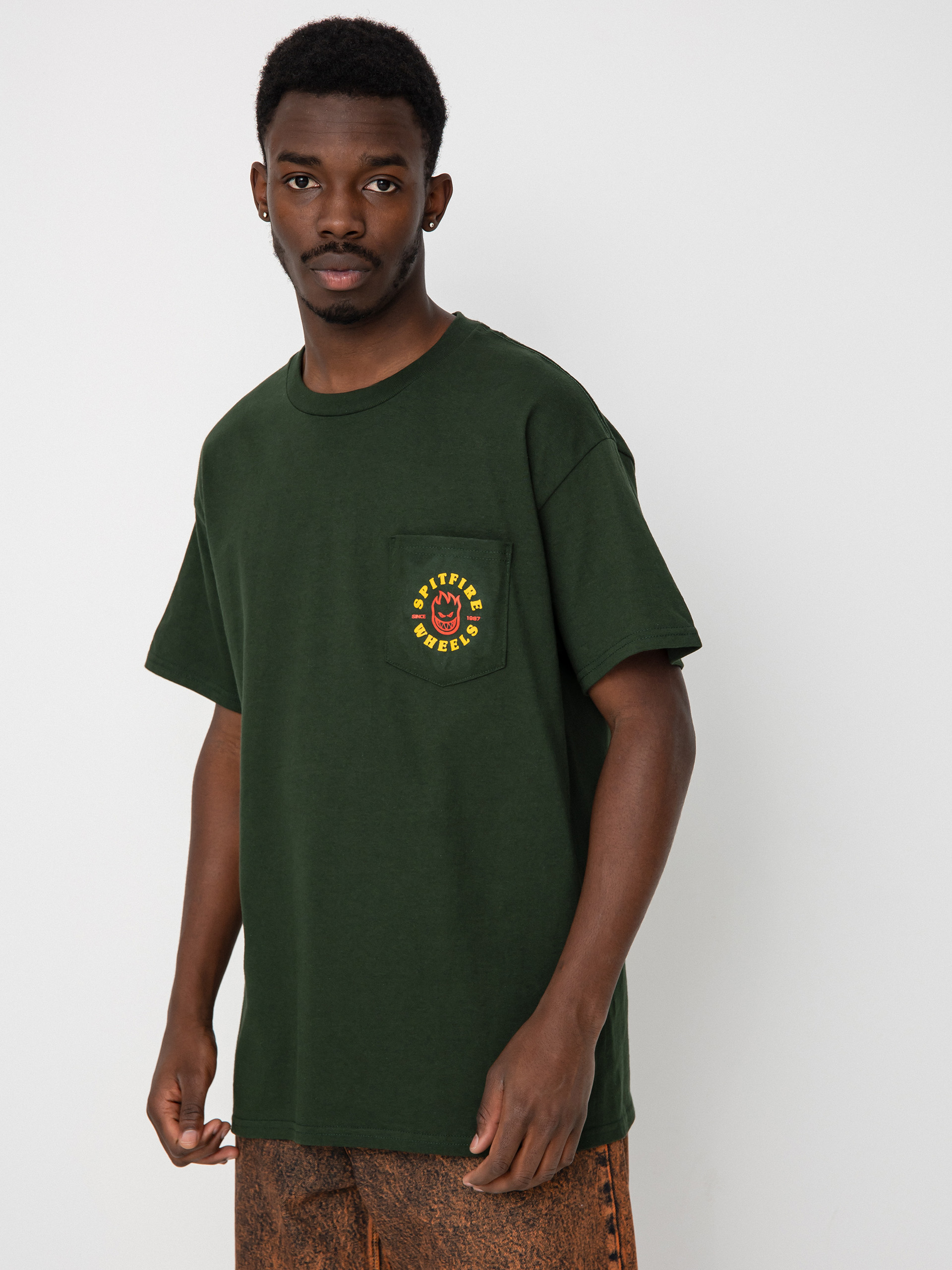 T-shirt Spitfire Bighead Classic (forrest green w/gold & red prints)