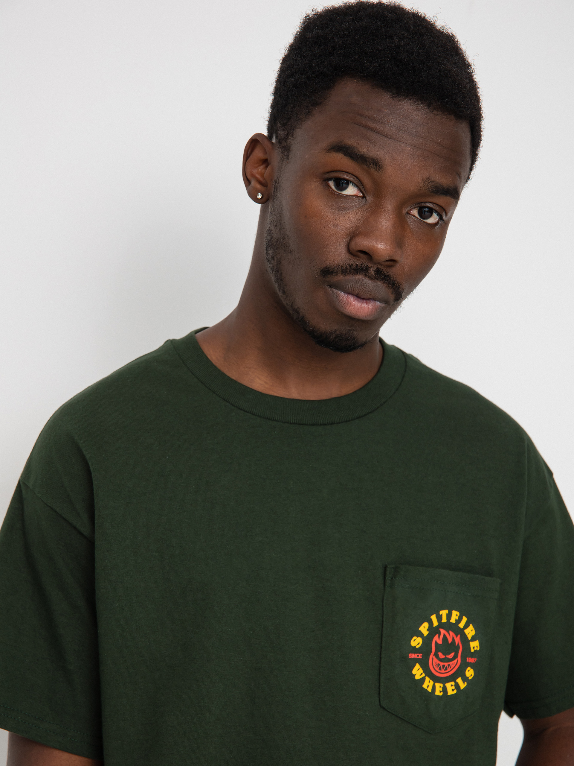 T-shirt Spitfire Bighead Classic (forrest green w/gold & red prints)