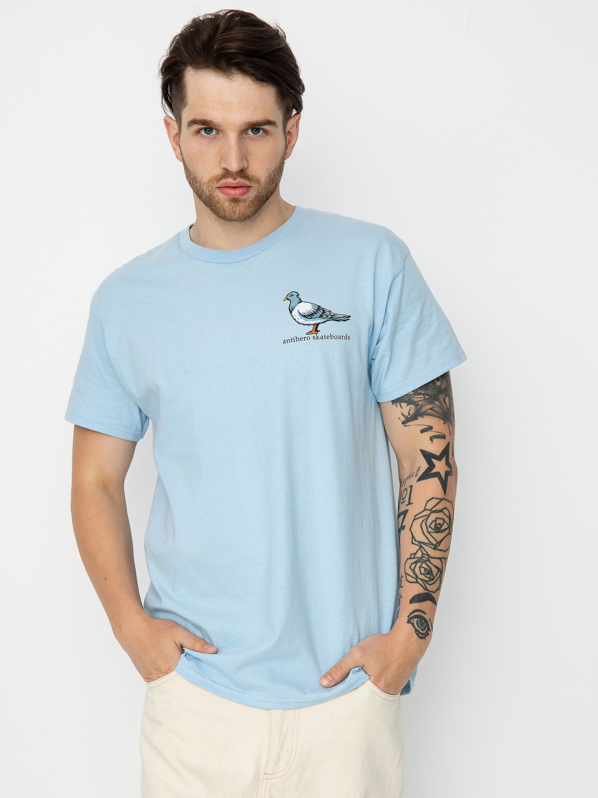 T-shirt Antihero Lil Pigeon (light blue w/multi color print)