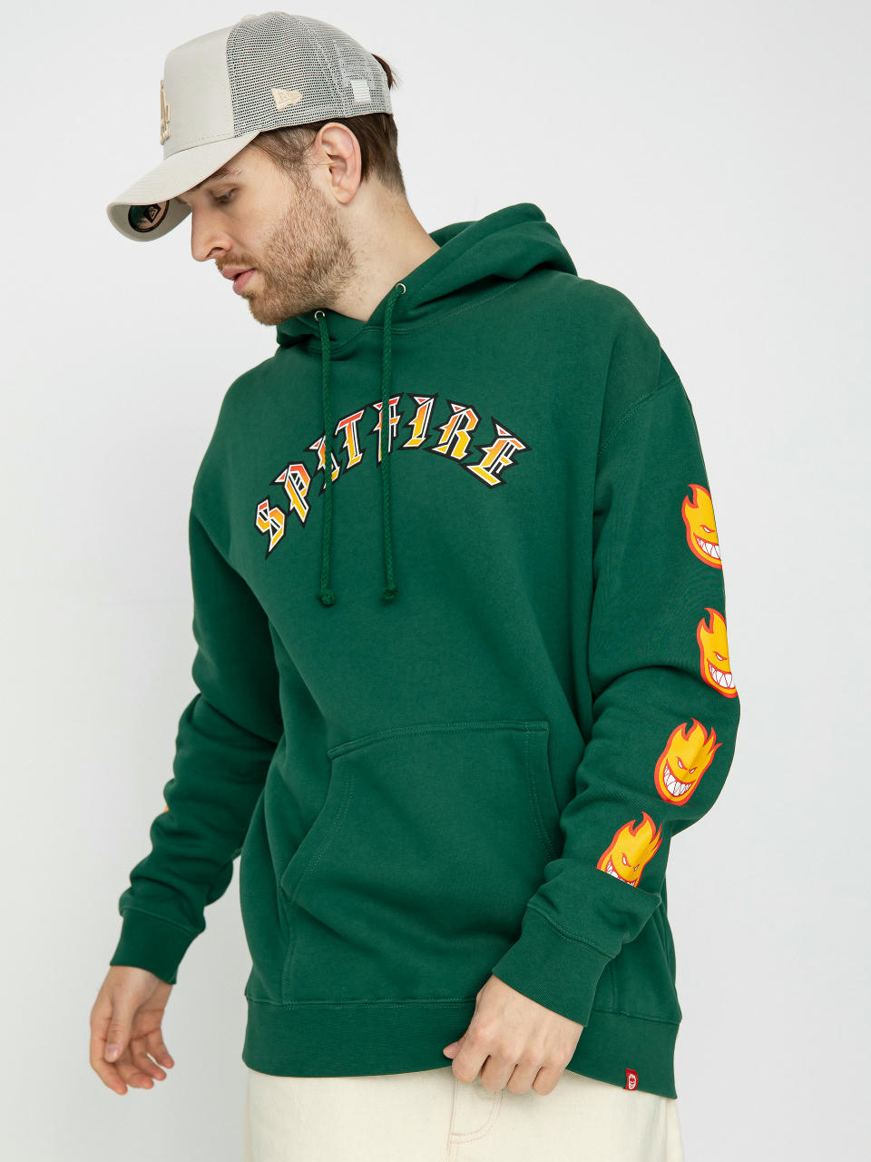 Bluza z kapturem Spitfire Old E Bighead Fill Sleeve HD (dark green w/gold & red prints)