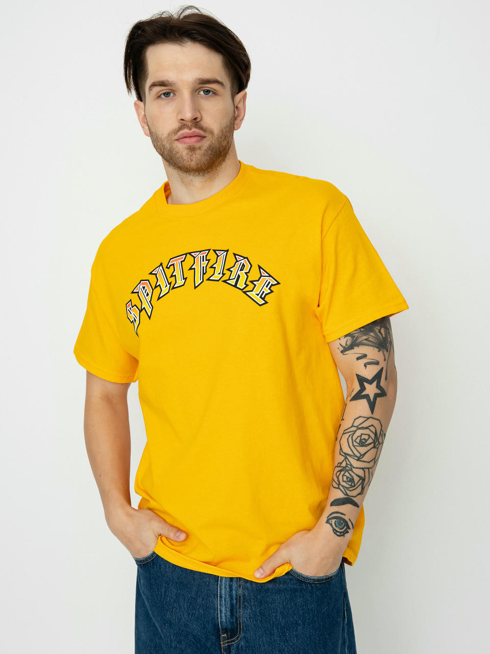 T-shirt Spitfire Old E Fade Fill (gold w/red to gold fade print)