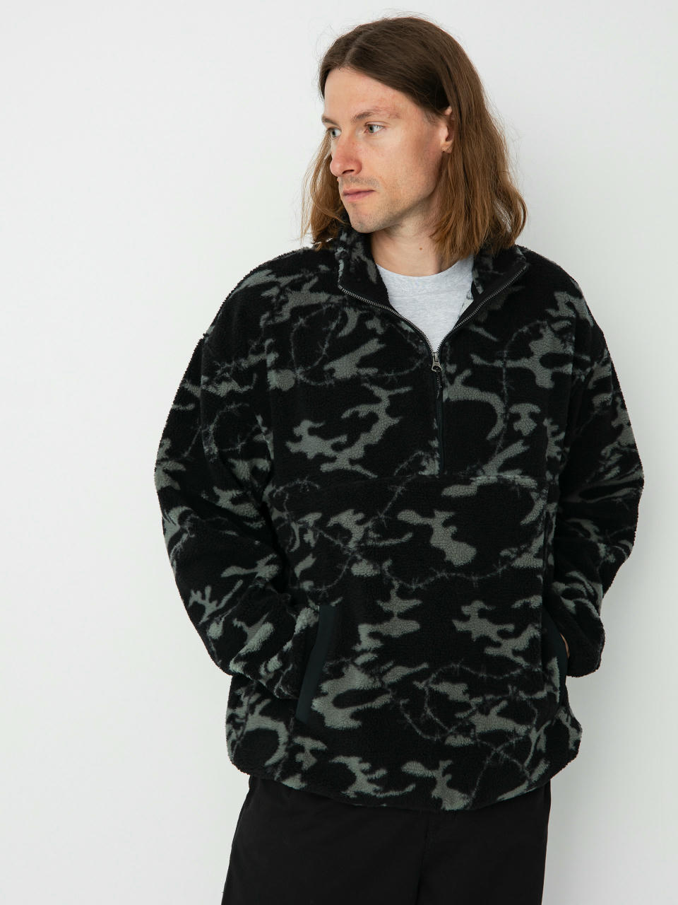 Męski Polar Quiksilver Mikey Zip Sherpa (black mongrel)