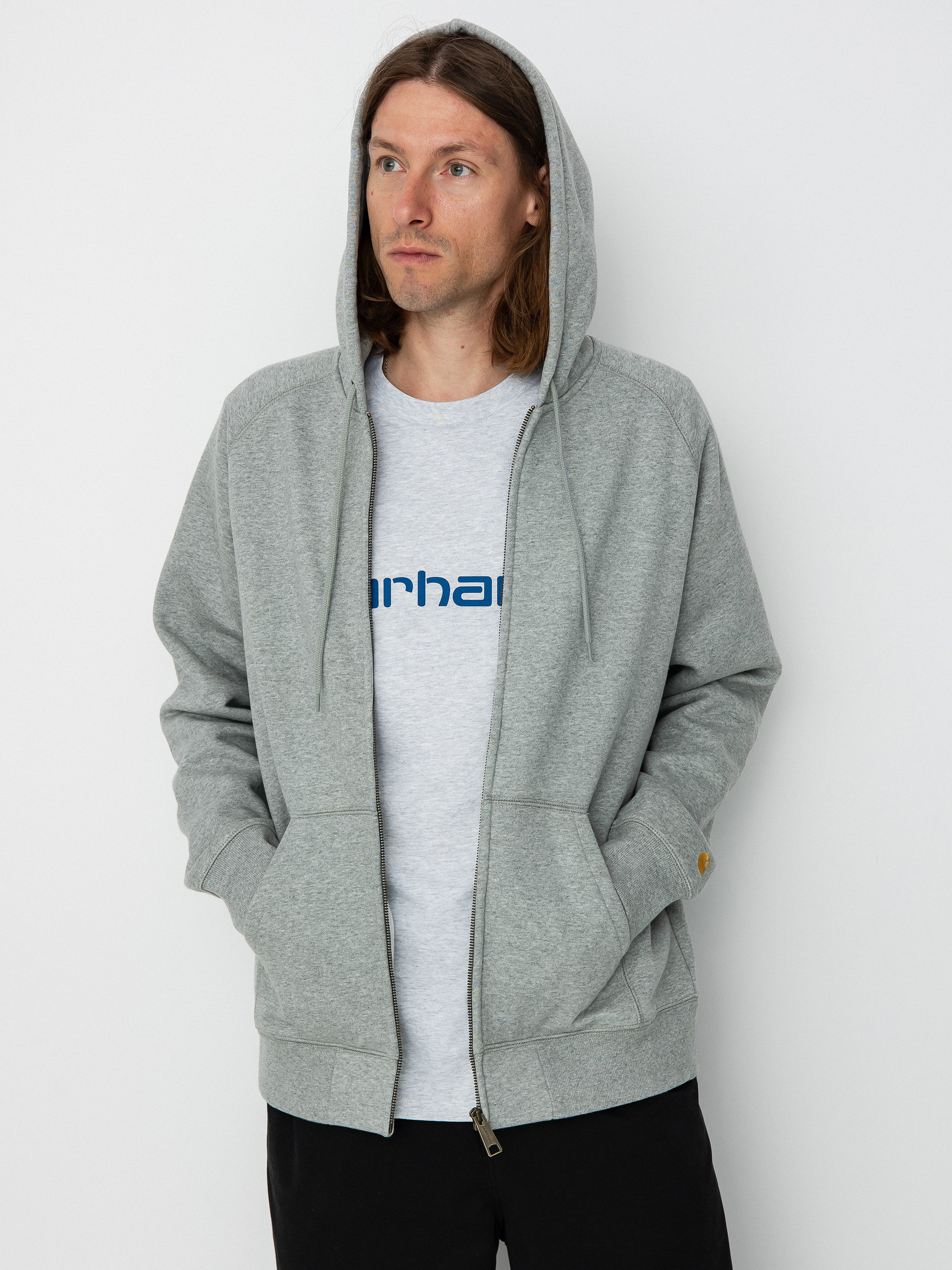 Bluza z kapturem Carhartt WIP Chase ZHD (grey heather/gold)