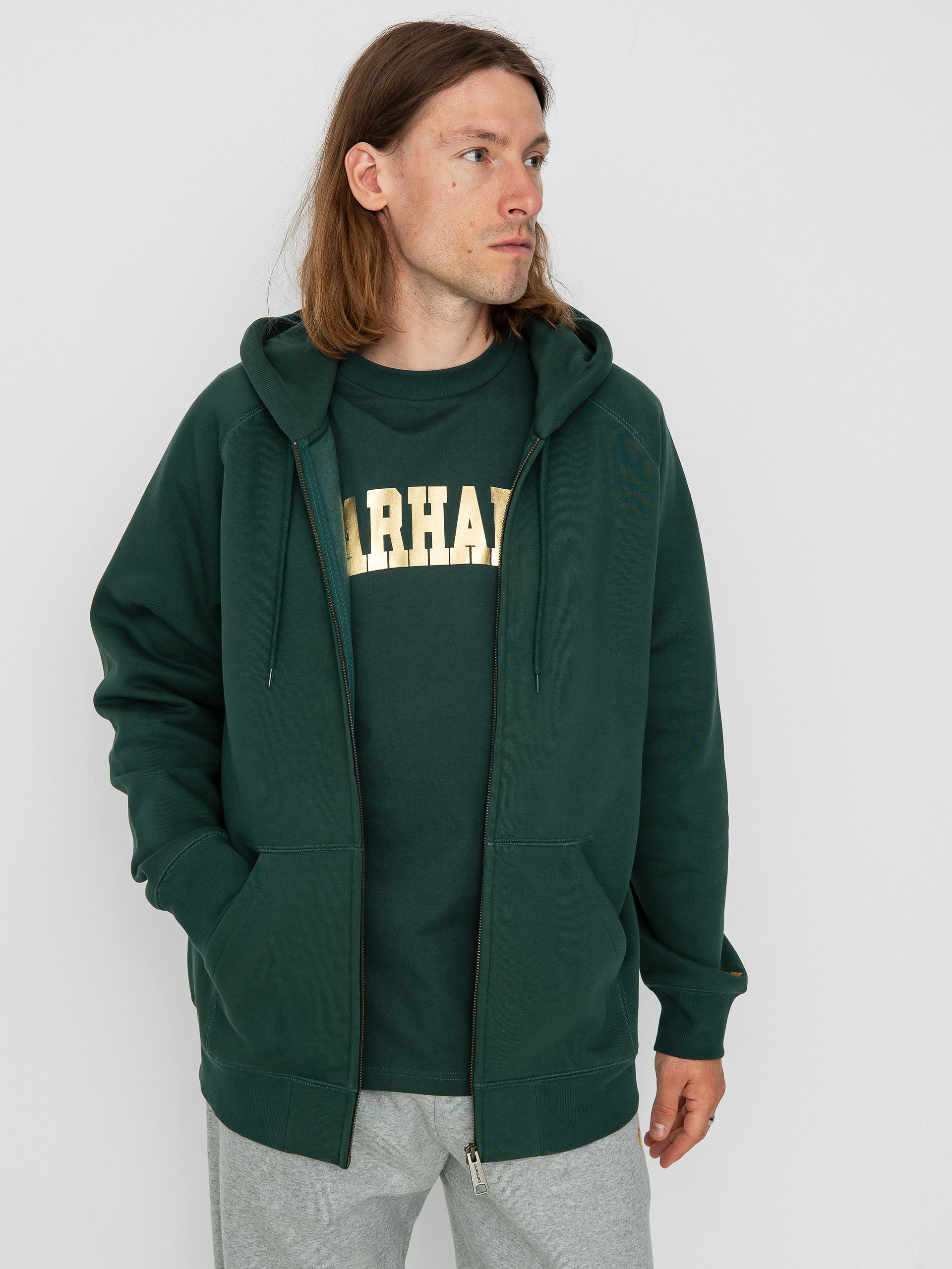 Bluza z kapturem Carhartt WIP Chase ZHD (discovery green/gold)