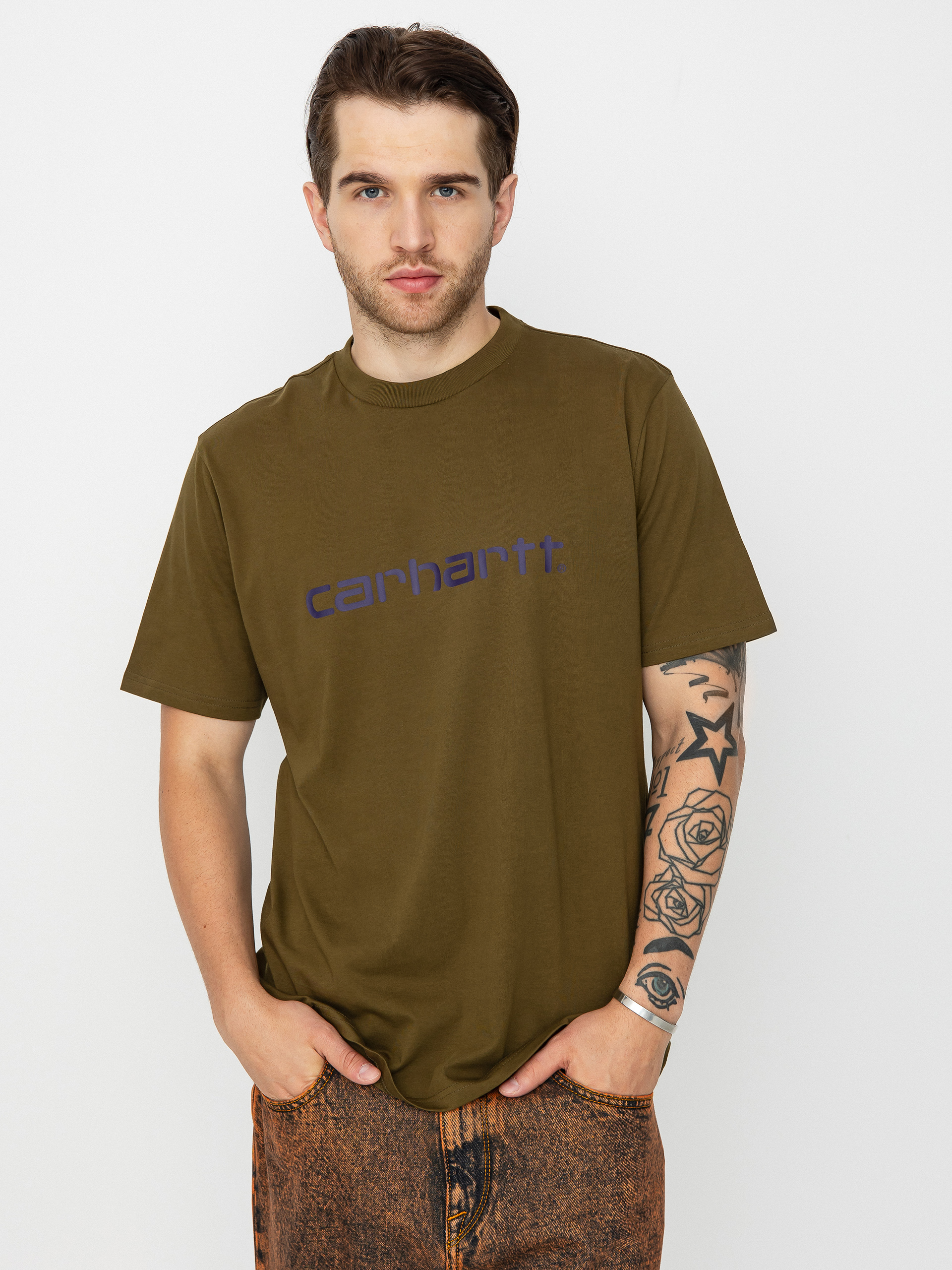 T-shirt Carhartt WIP Script (highland/cassis)