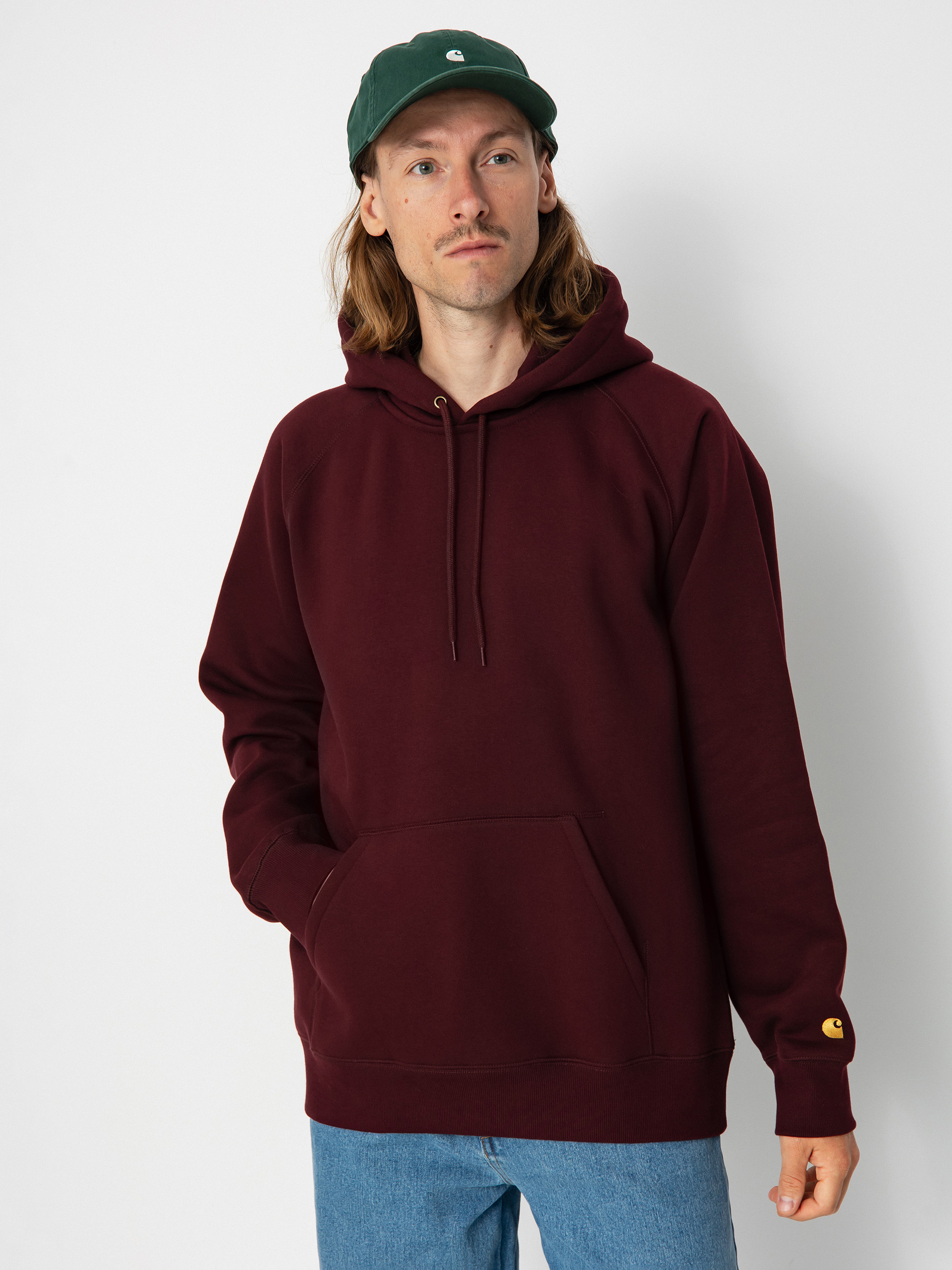 Bluza z kapturem Carhartt WIP Chase HD (amarone/gold)