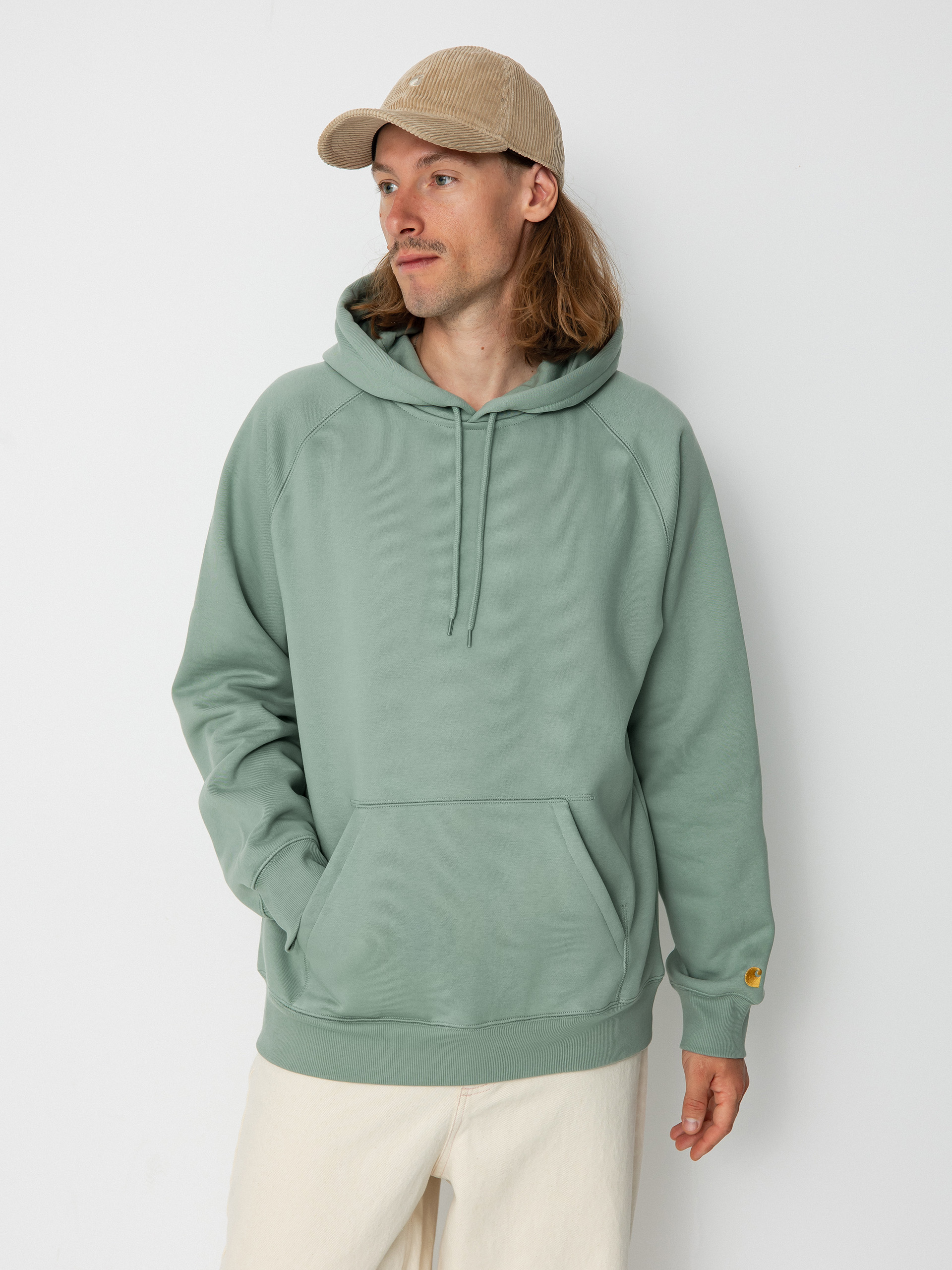 Bluza z kapturem Carhartt WIP Chase HD (glassy teal/gold)