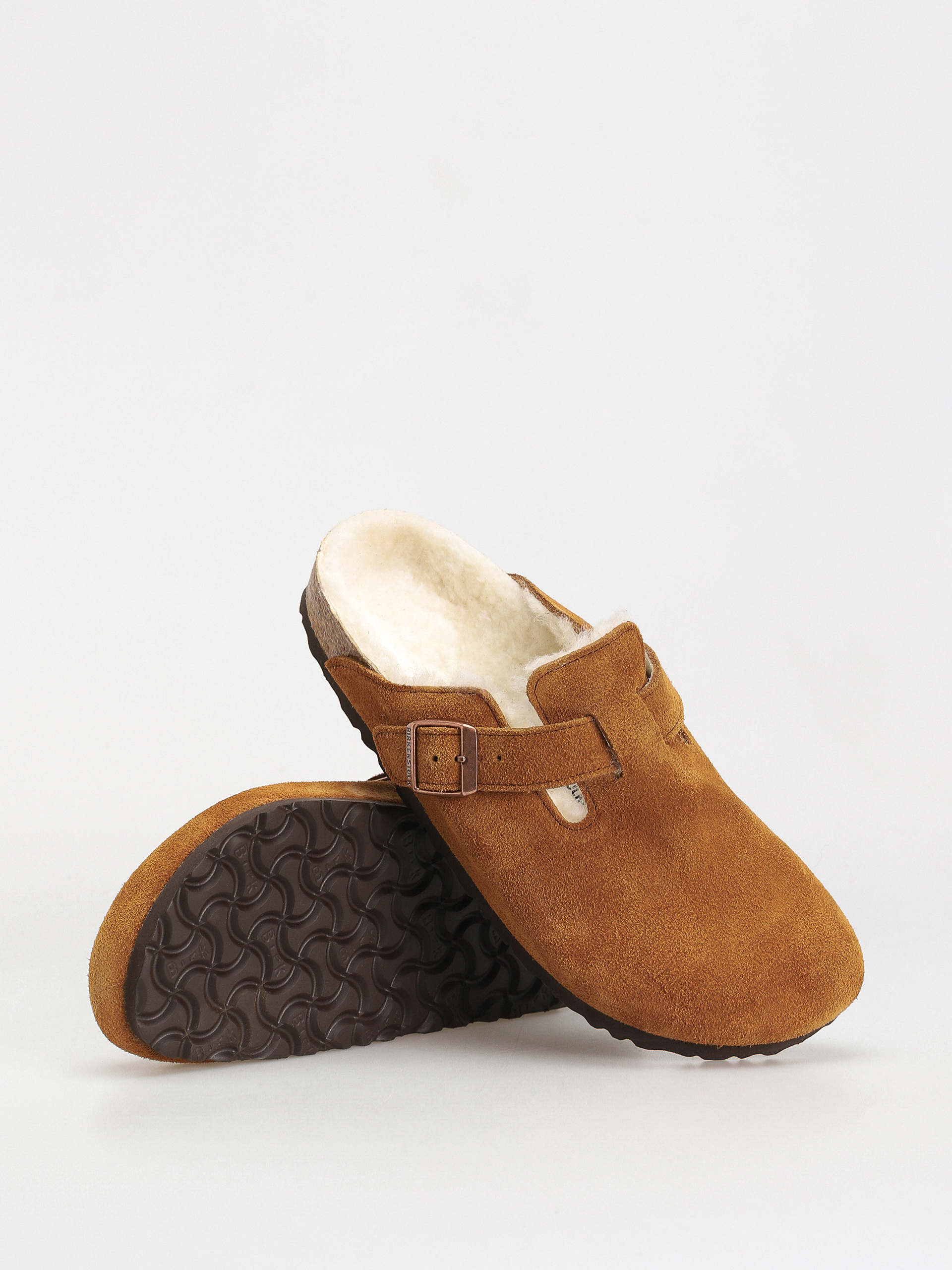 Klapki Birkenstock Boston Suede Leather Narrow Wmn (mink)