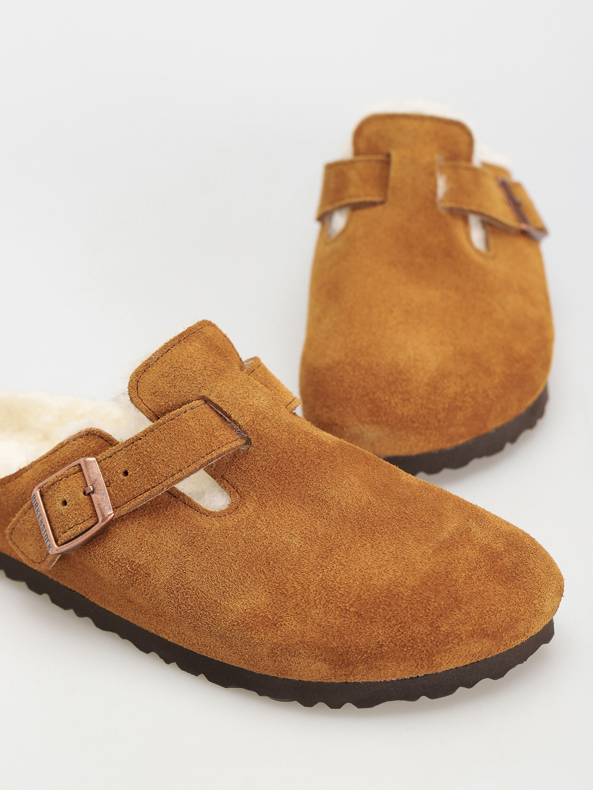 Klapki Birkenstock Boston Suede Leather Narrow Wmn (mink)