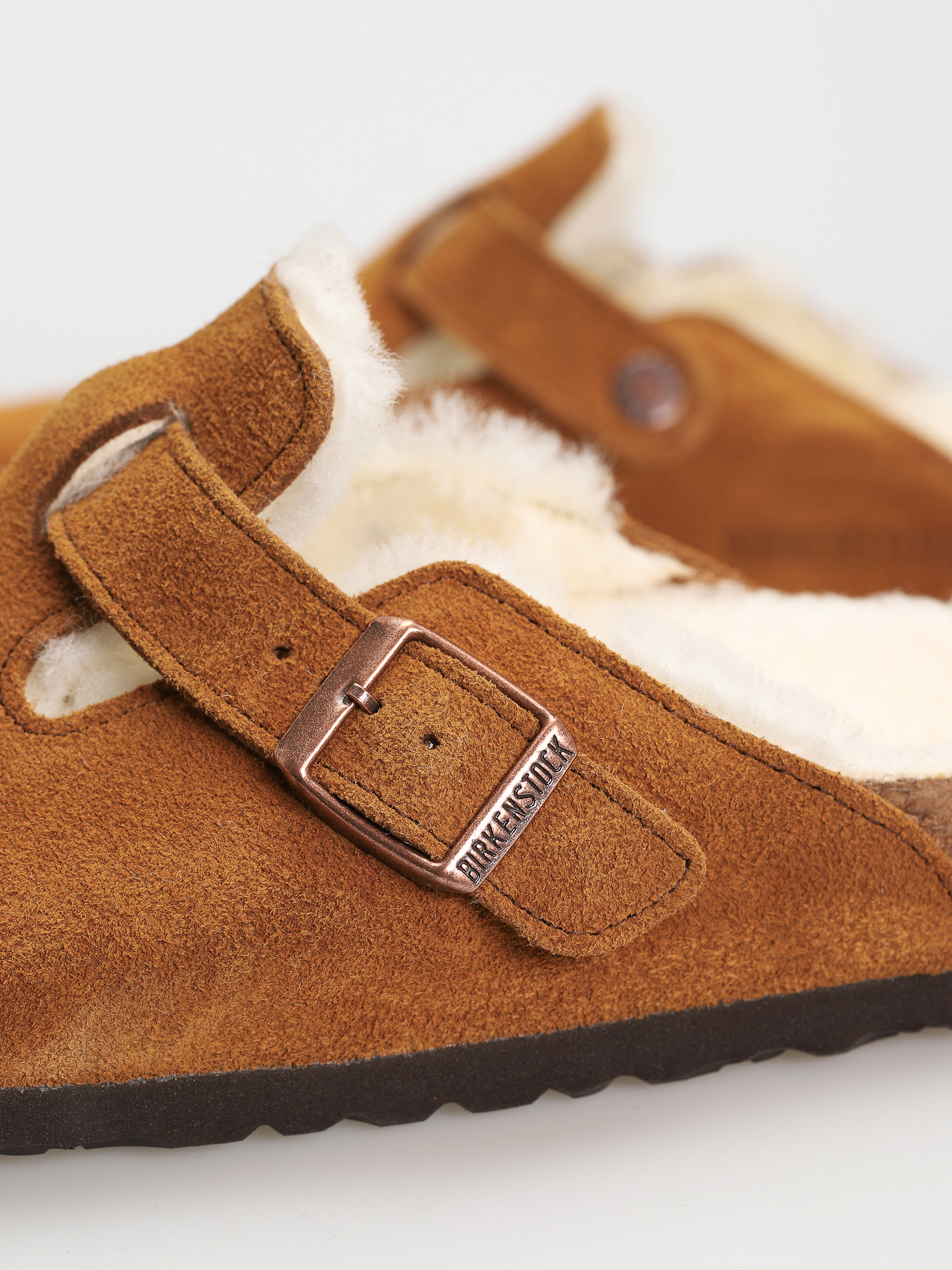 Klapki Birkenstock Boston Suede Leather Narrow Wmn (mink)