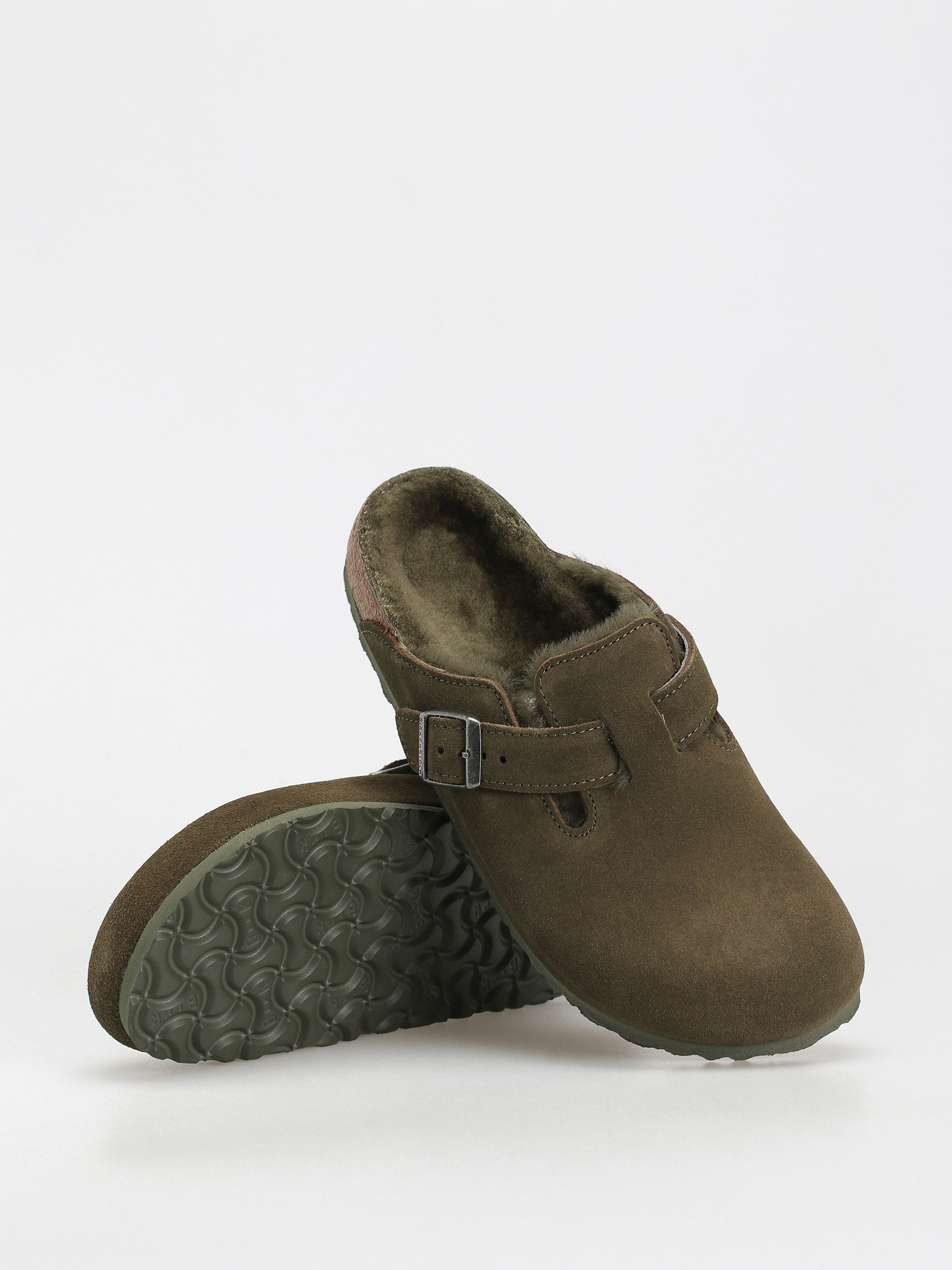 Klapki Birkenstock Boston Suede Leather Narrow Wmn (thyme)