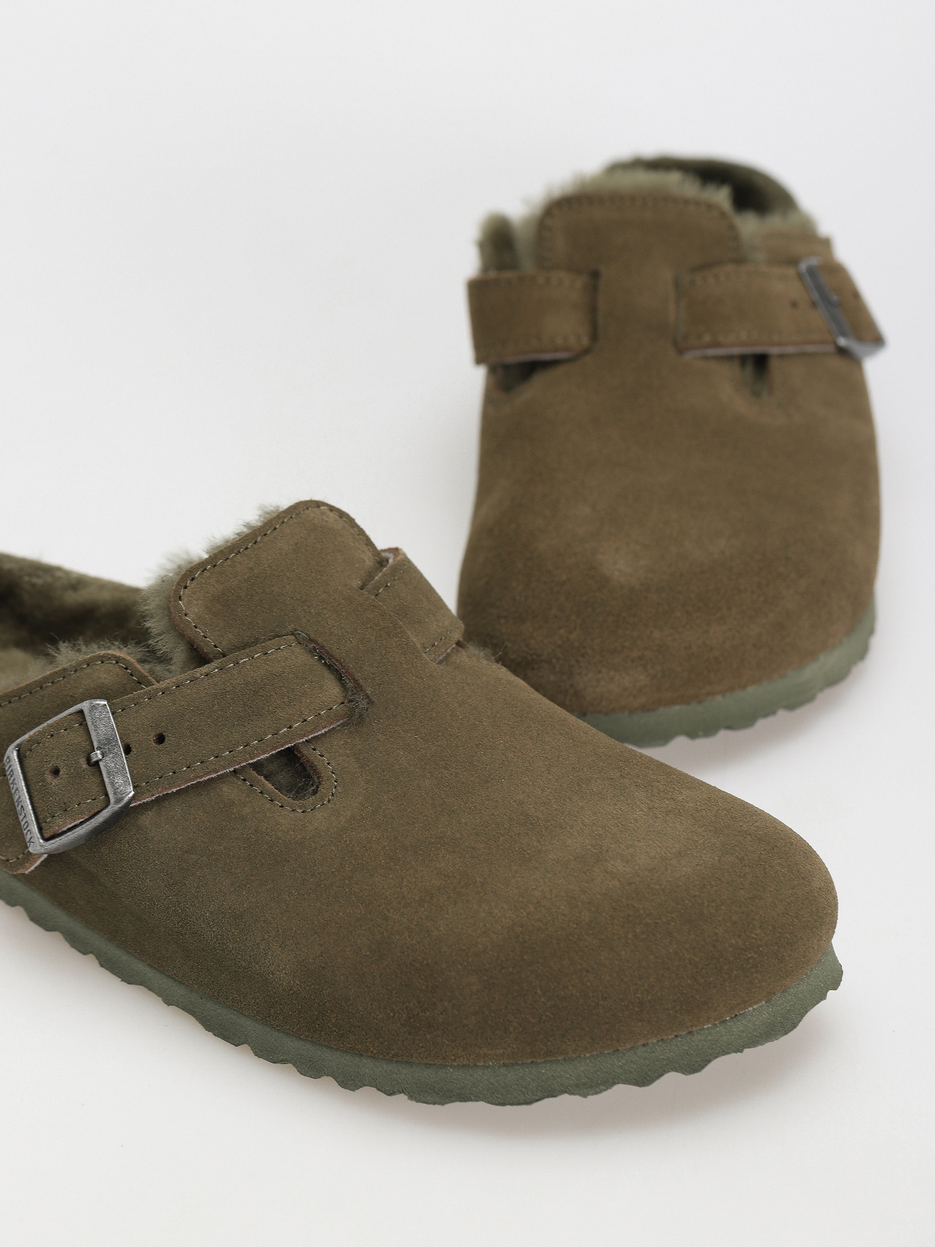 Klapki Birkenstock Boston Suede Leather Narrow Wmn (thyme)