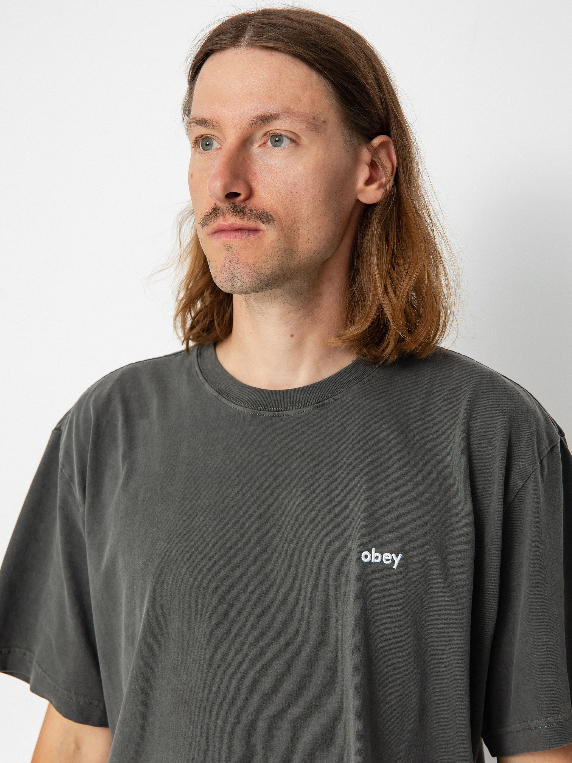 【DISCERNMENT】Unisex Fundy Pigment T-Shirt T-shirt OBEY Lowercase Pigment - czarny (pigment digital black)