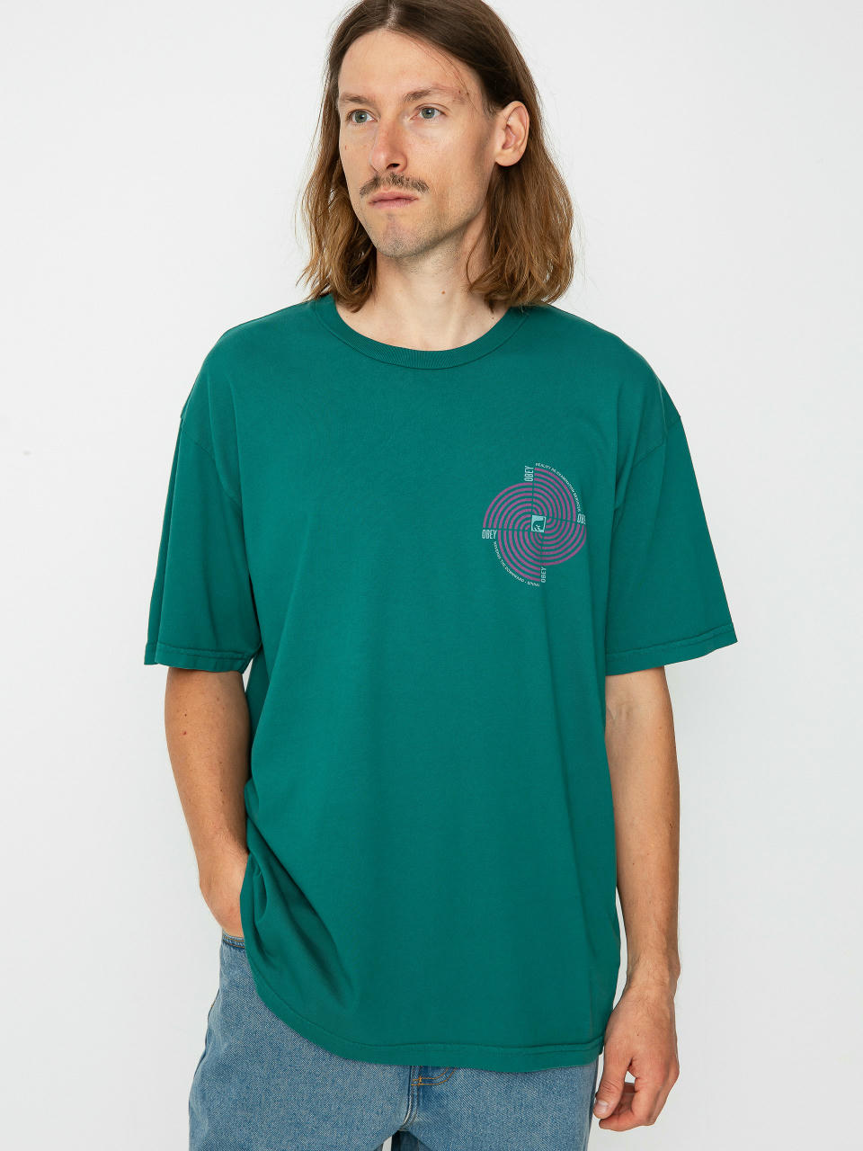 T-shirt OBEY Downward Spiral (adventure green)