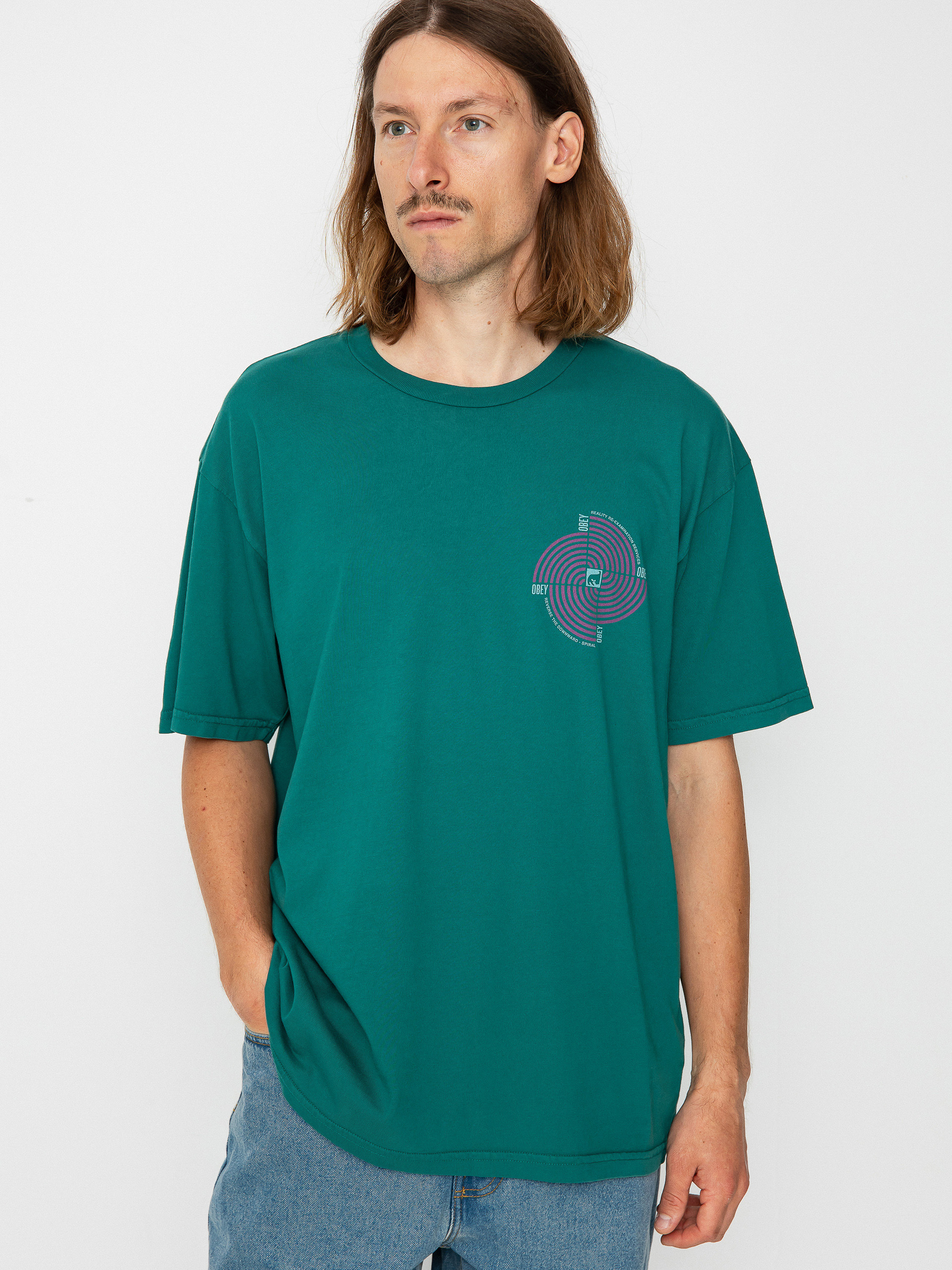 T-shirt OBEY Downward Spiral (adventure green)